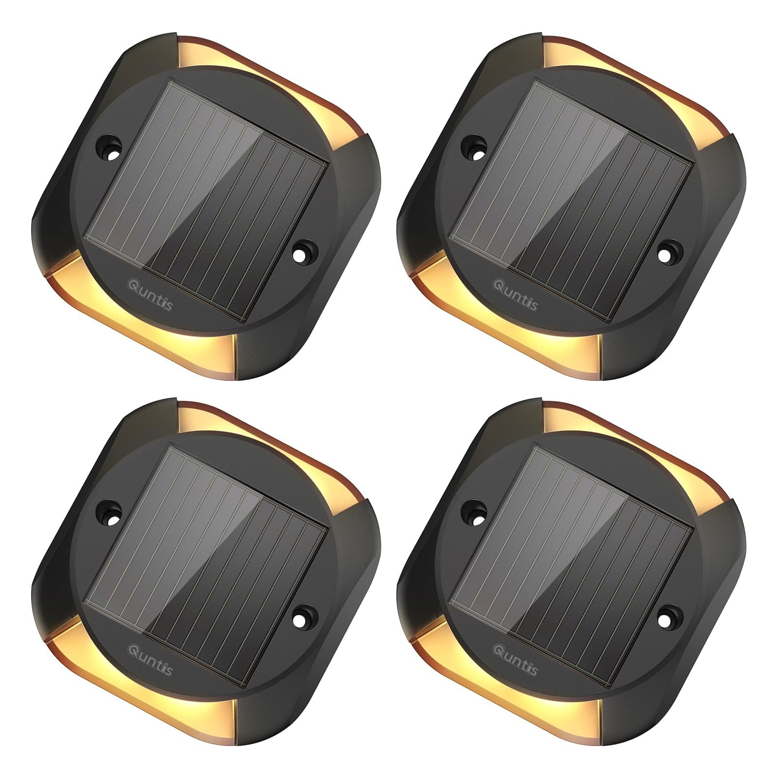 Solar Decking Lights 4 Pack, Warm White Solar Ground Light IP65 Waterproof, Pressure Resistant 3 Tons Driveway Lights for Stair Garden Step Pathway Walkway Patio Front Door,4packs