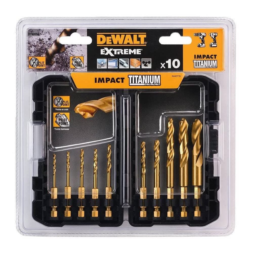 10 Pieces Impact TITANIUM Drill Bit Set DT50050-QZ