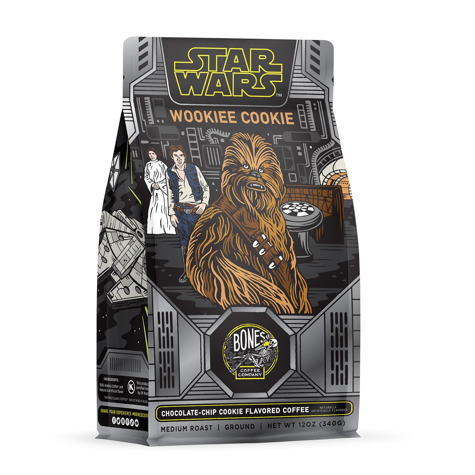 Bones Coffee Company Wookiee Cookie Ground Coffee Beans, Chocolate Cookie Flavour Flavour, 12oz Flavored Coffee, Medium Gourmet Coffee, Star Wars Inspired Coffee (Ground)