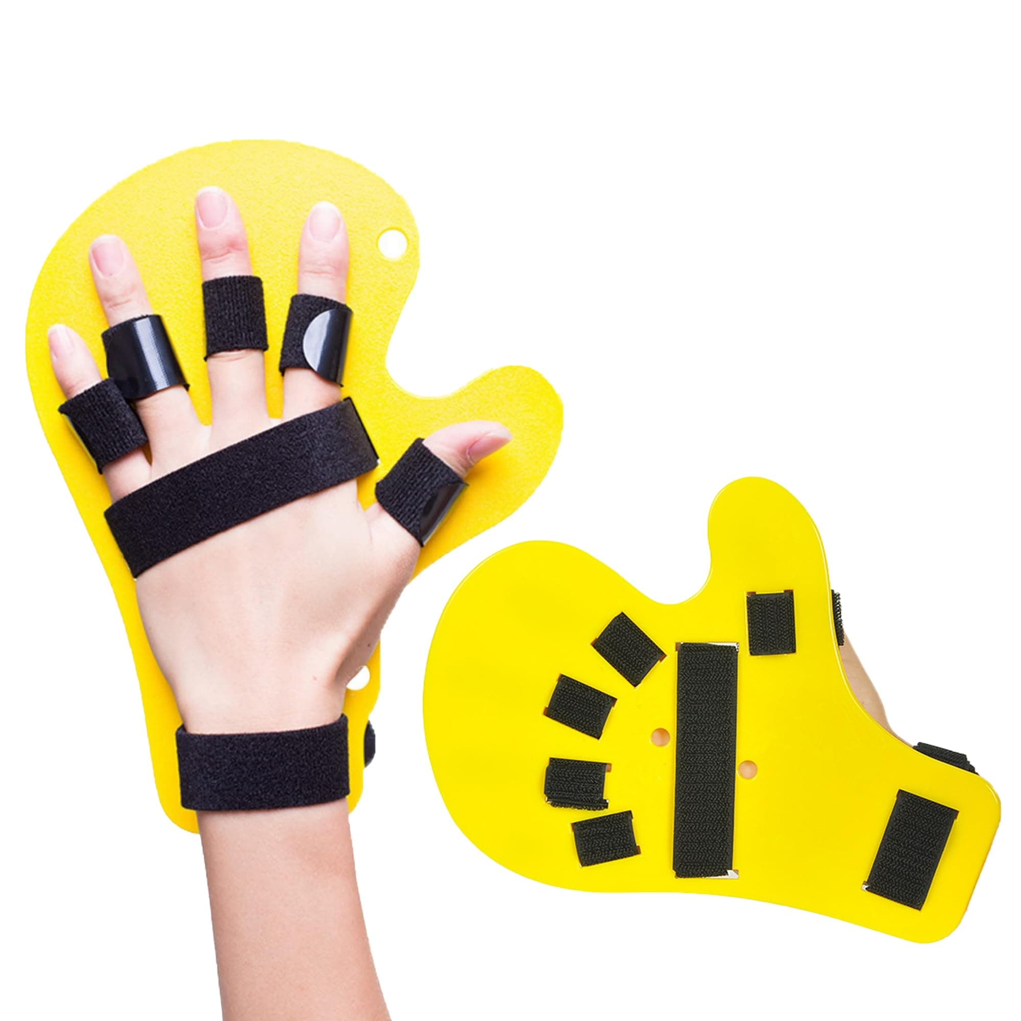 TERRIFI Finger Orthotics - Fingerboard Stroke Hand Splint for Assisted Rehabilitation - Adjustable Size - Prevent Finger Flexion and Deformation - Suitable for both left&right hands (Yellow)