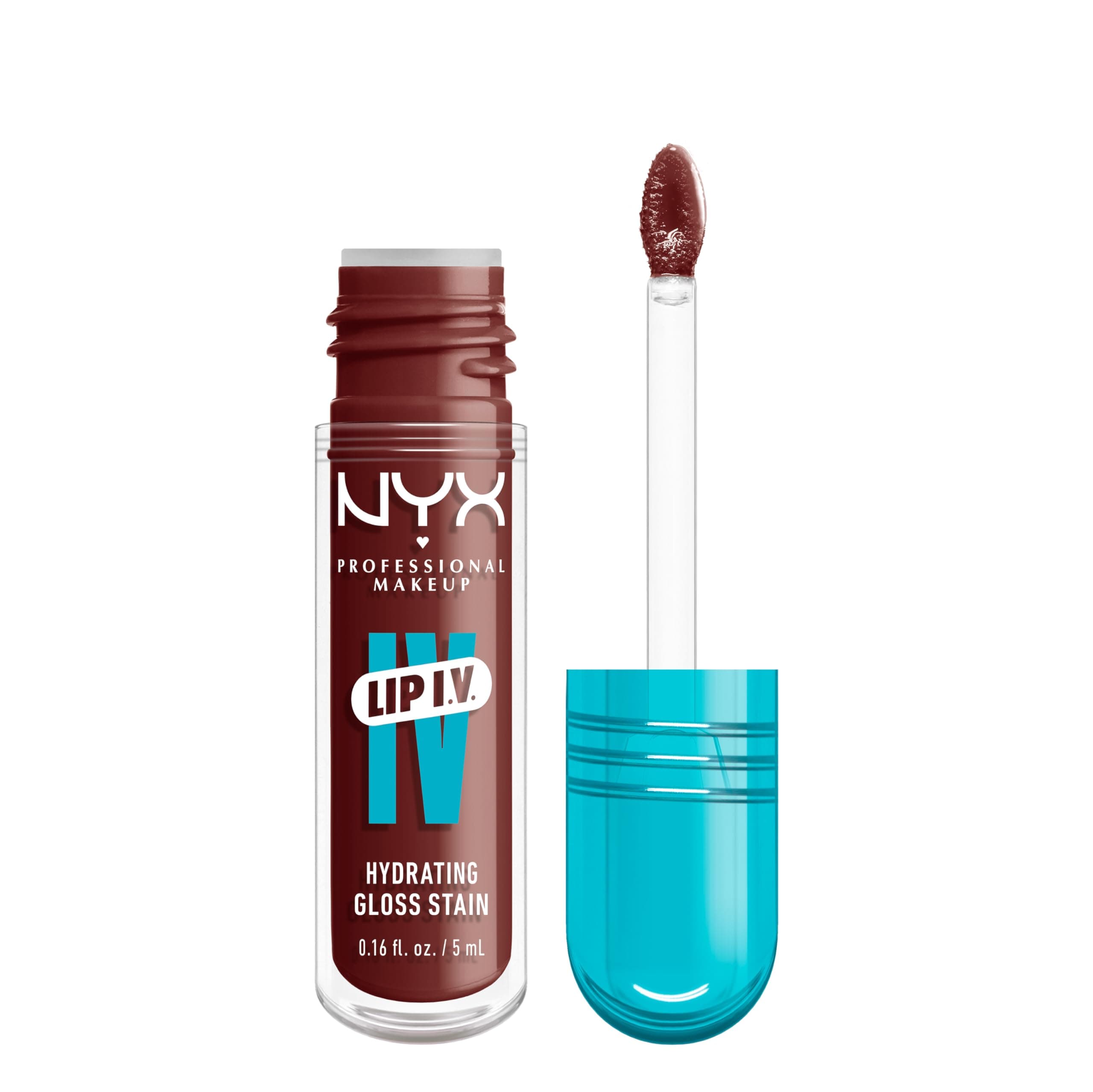 Lip IV Hydrating Glossy Lip Stain, Long-Lasting, Tinted, Vegan Formula with 12 HR Hydration - Mocha Me Wet (Brown)