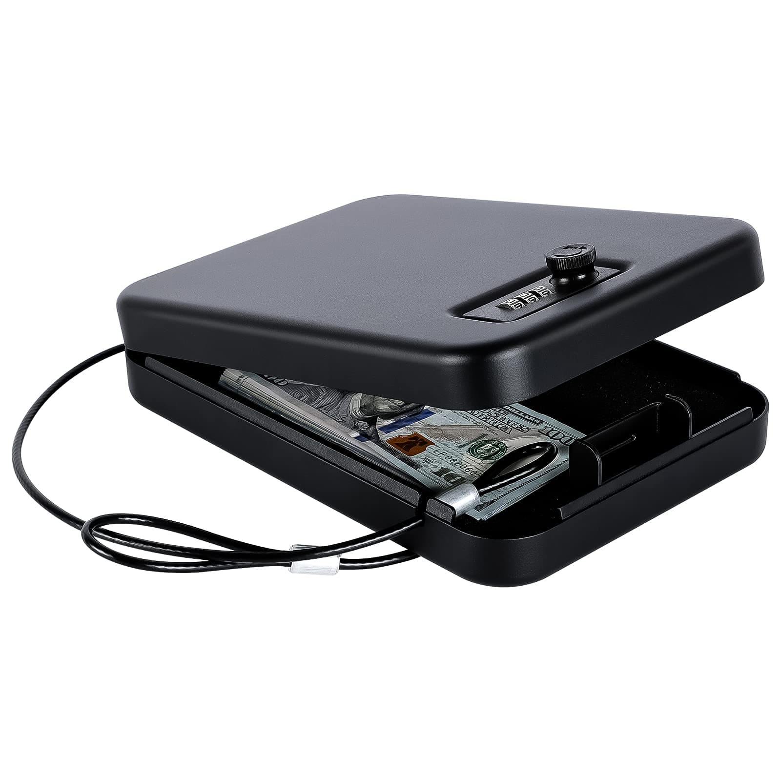 Dalmbox Gun Safe for Pistols Small Handgun Lock Box with Combination Lock Portable Travel Pistol Safe for Car, Home, Travel