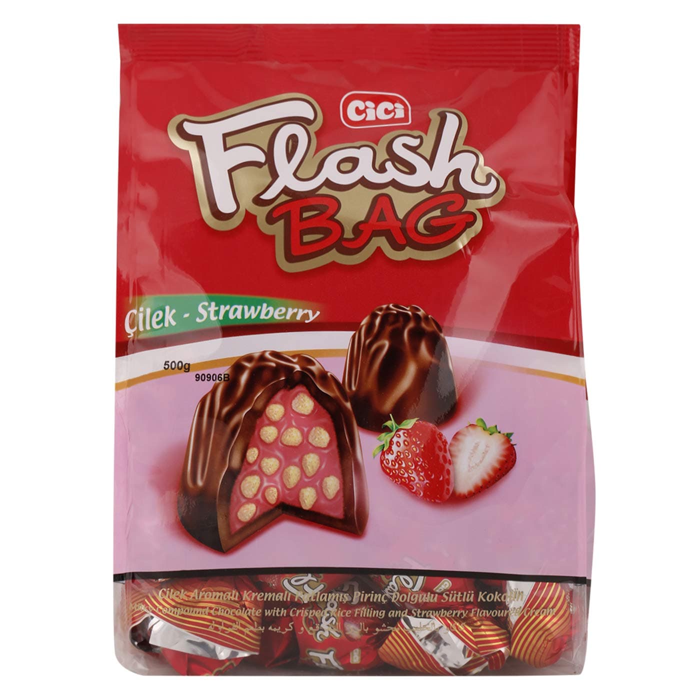 Cici Flash Bag Strawberry Flavour Chocolate, 500 gm