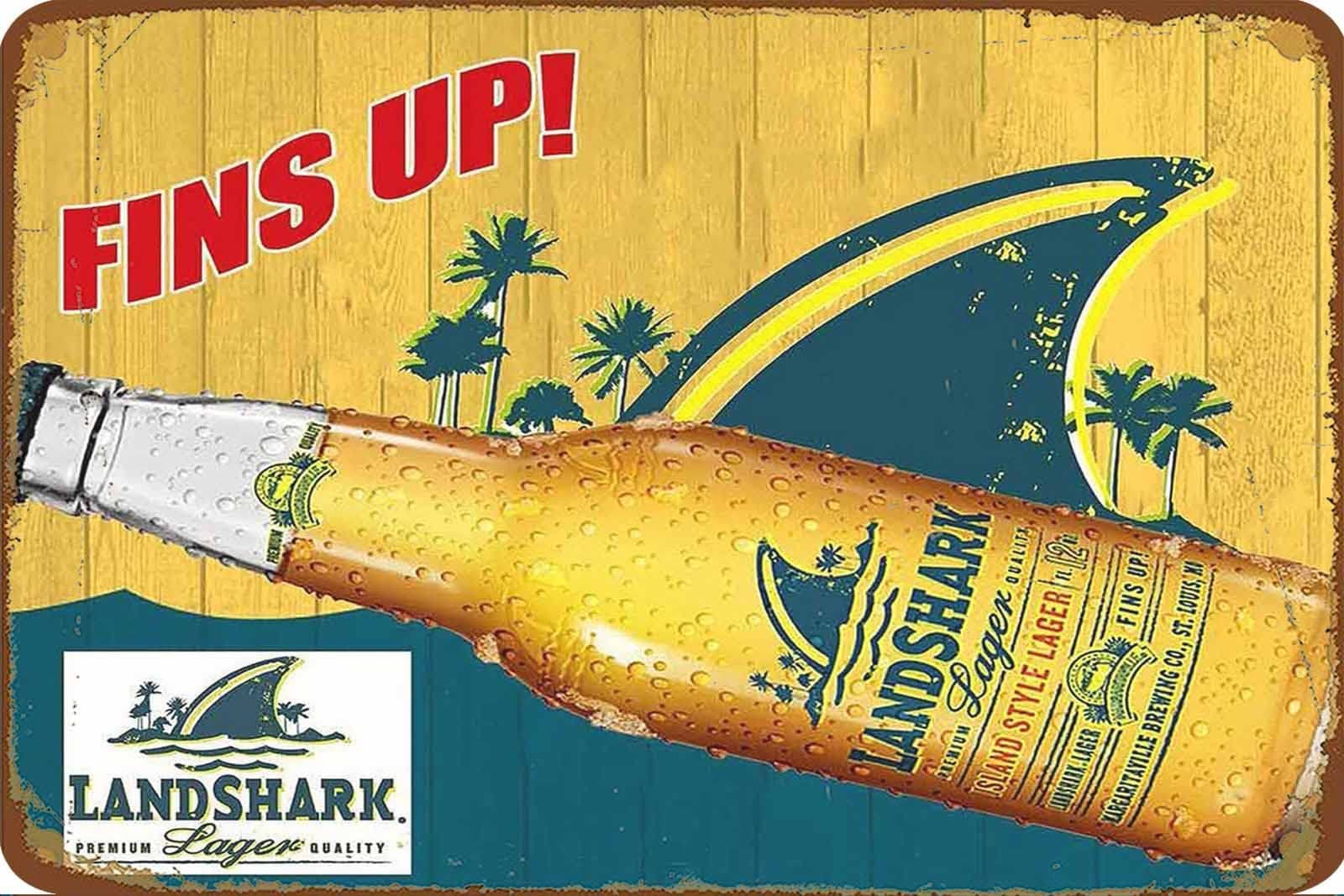 Sarwes Landshark Vintage Metal Tin Sign Funny Poster for Home Bar People Cave Wall Decor Creative Gift 8x12 Inch