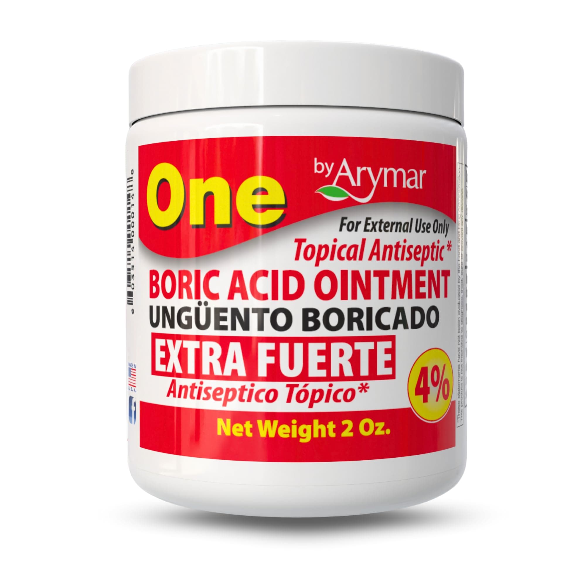 Arymar Boric Ointment 2 oz. Boric Acid Topical Cream for Daily Skin Care & Moisture‑Control