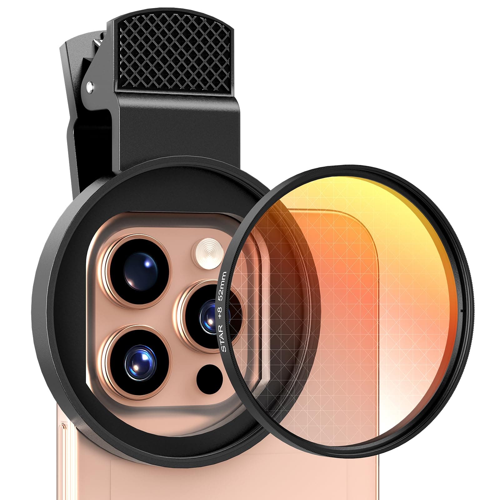 8 Points Star Filter,52mm Rotatable Star Lens for iPhone 16/15/14/13 Pro Max Moto Google Samsung TCL Phone, Cross-Screen Sparkle Effect Starburst Filter with Clip,Nightscape