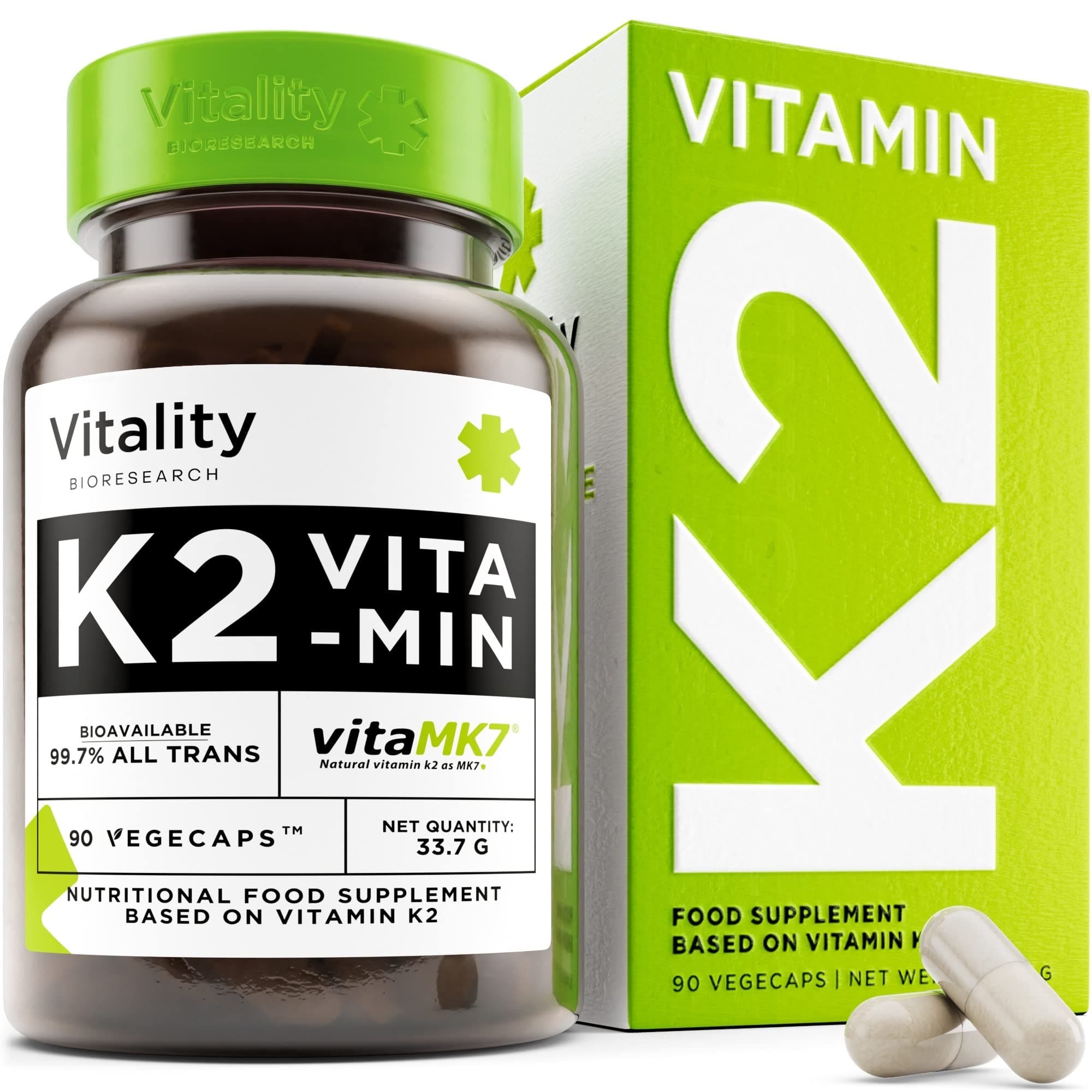 Vitamin K2 MK7 200mcg, K2 Vitamin Supplement for Men and Women, Vitamin K2 MK-7 Supports Heart Health, Bones, Joints and Immune System, Vegan, VIT K2, Vitamin K - 90 Vitamin K2 Capsules