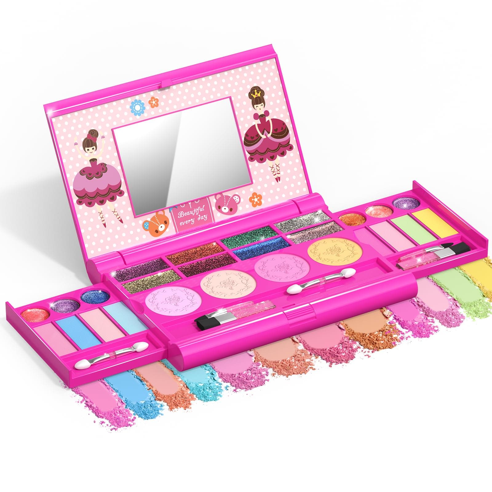Tomons Kids Makeup Kit for Girl Real Washable Cosmetic Toy Beauty Set, Birthday Toys Gift for 3 4 5 6 7 8 9 10 Year Girls