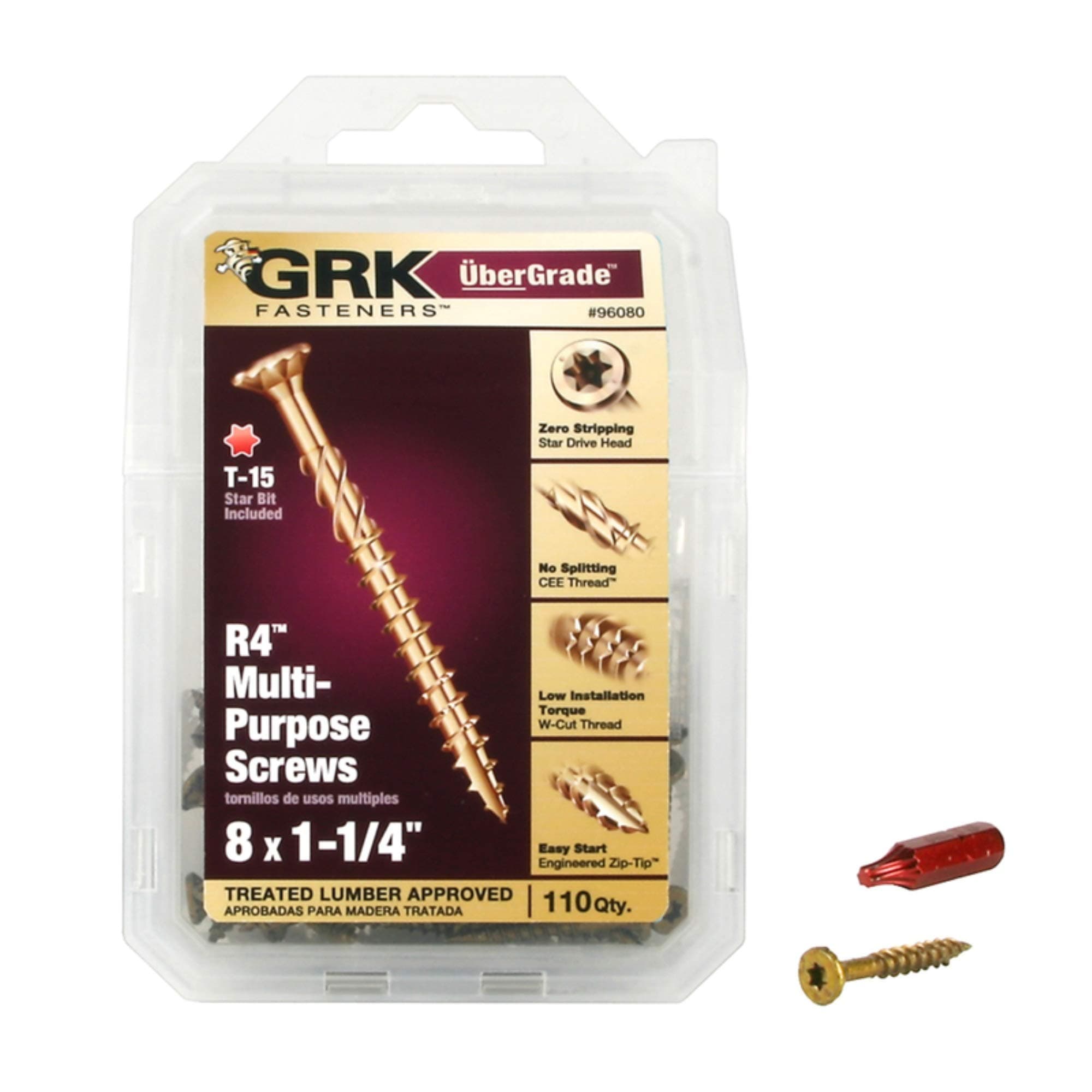 GRK Fasteners 96080 R4#8 x 1-1/4" Screws 110CT