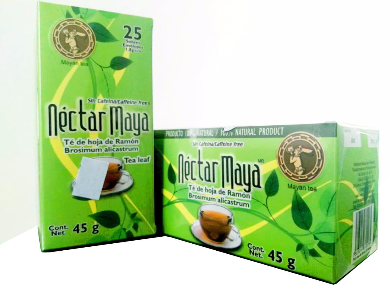 Nectar Maya - Ramon Tree Leaf Tea - Green Leaves of the ”Brosimum Alicastrum" tree. Caffeine Free, A Mayan Original - 100% Natural - Box with 25 bags