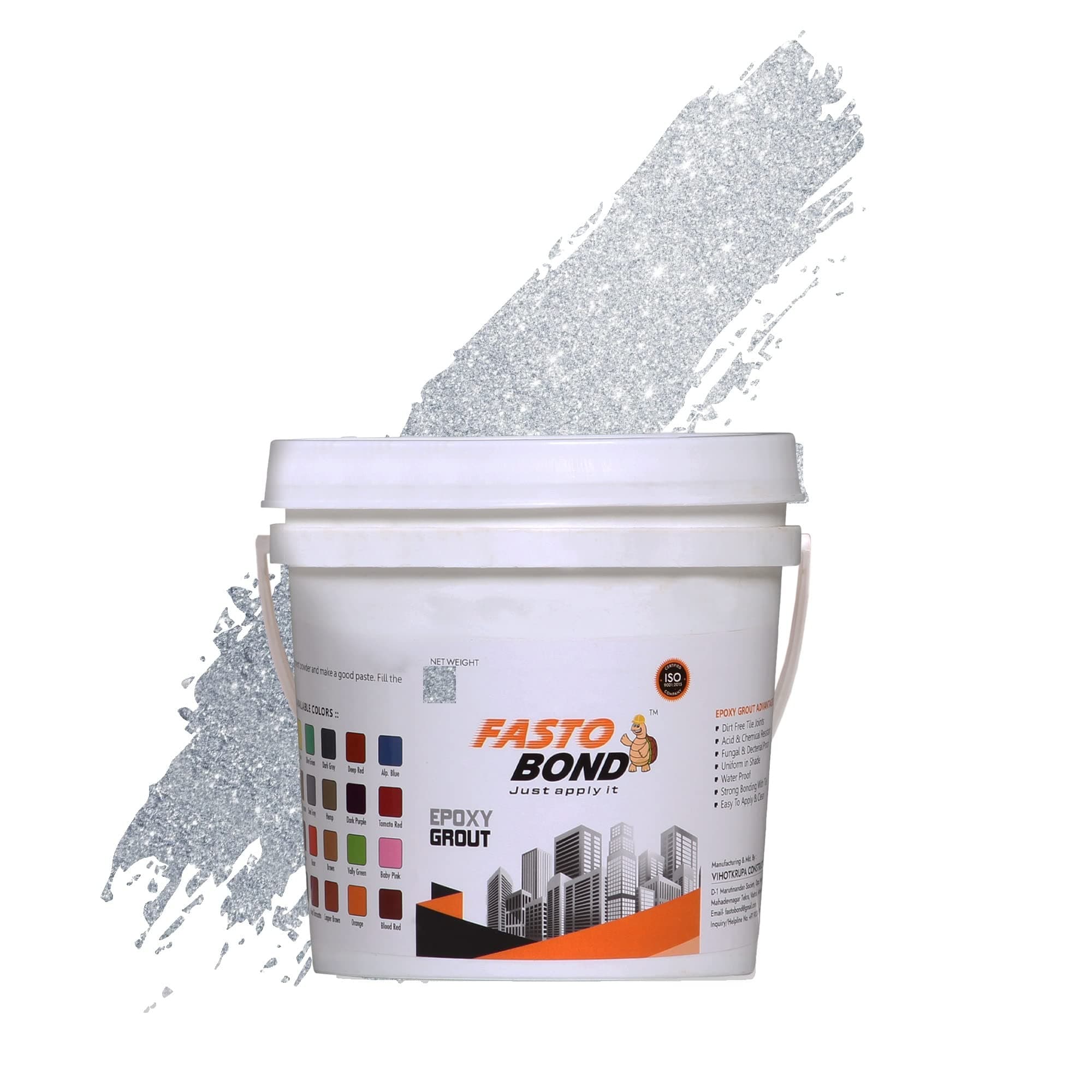 Resin Epoxy Grout - 1 Kg-3 Kg & 5 Kg - Full_Glitter-Sparkle Colors Tile Grout_Fastobond | 3 Components Only | Premixed Glitter For Uniform Finish (3 Kg, Sp. Silver), 1 Bucket