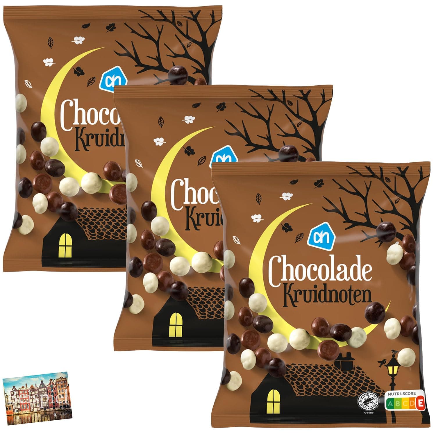 Set of 3 Albert Heijn Cruid Notes with Chocolate, 1 kg, Pepper Notes, Cruid Notes from the Netherlands, Biscuits, Specula, White, Whole Milk, Dark Bitter I Sinterklaas I Christmas I Holland-Box by