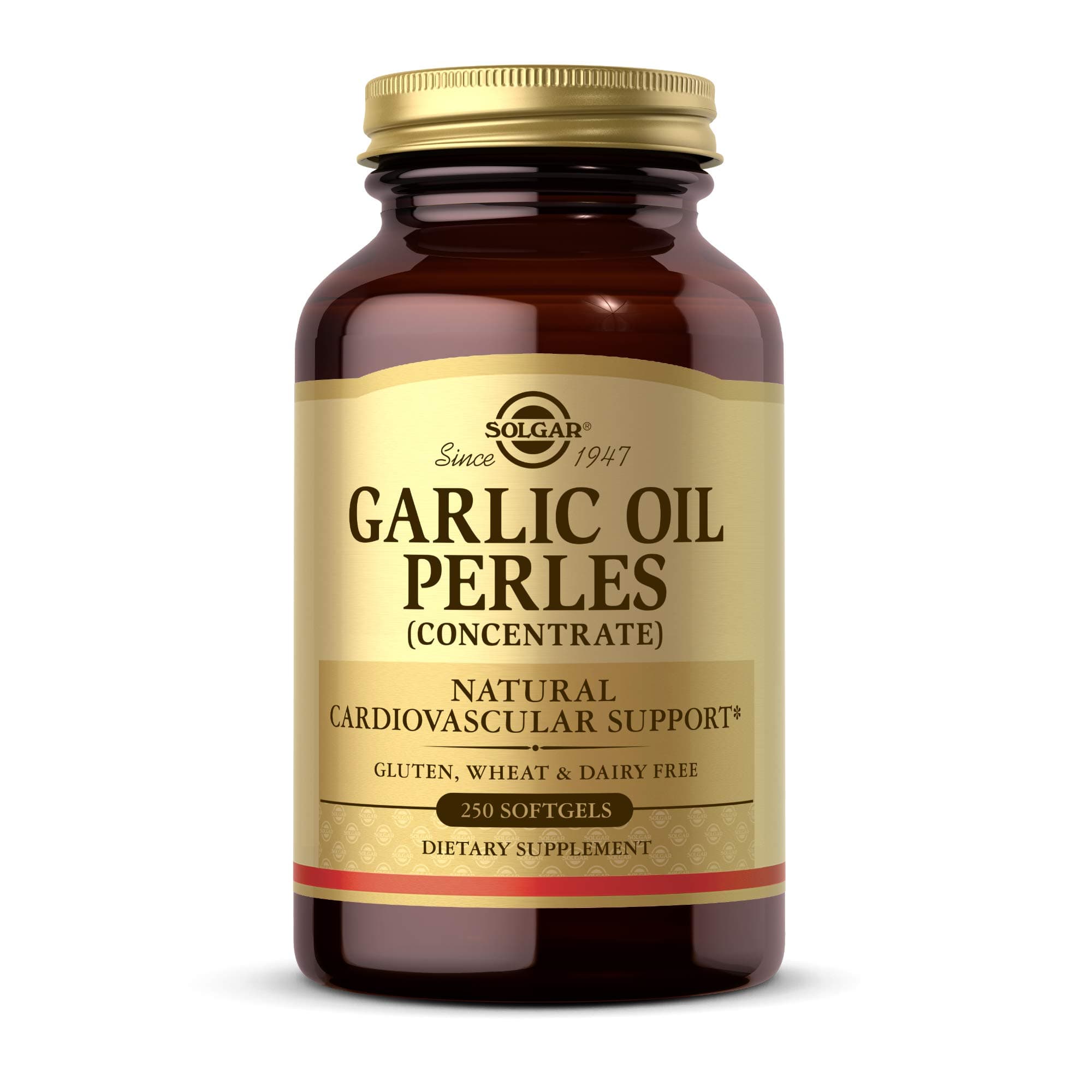 Garlic Oil Perles, 250 Softgels - Natural Cardiovascular Support - Garlic Oil Concentrate, Reduced Odor - Gluten Free, Dairy Free - 250 Servings