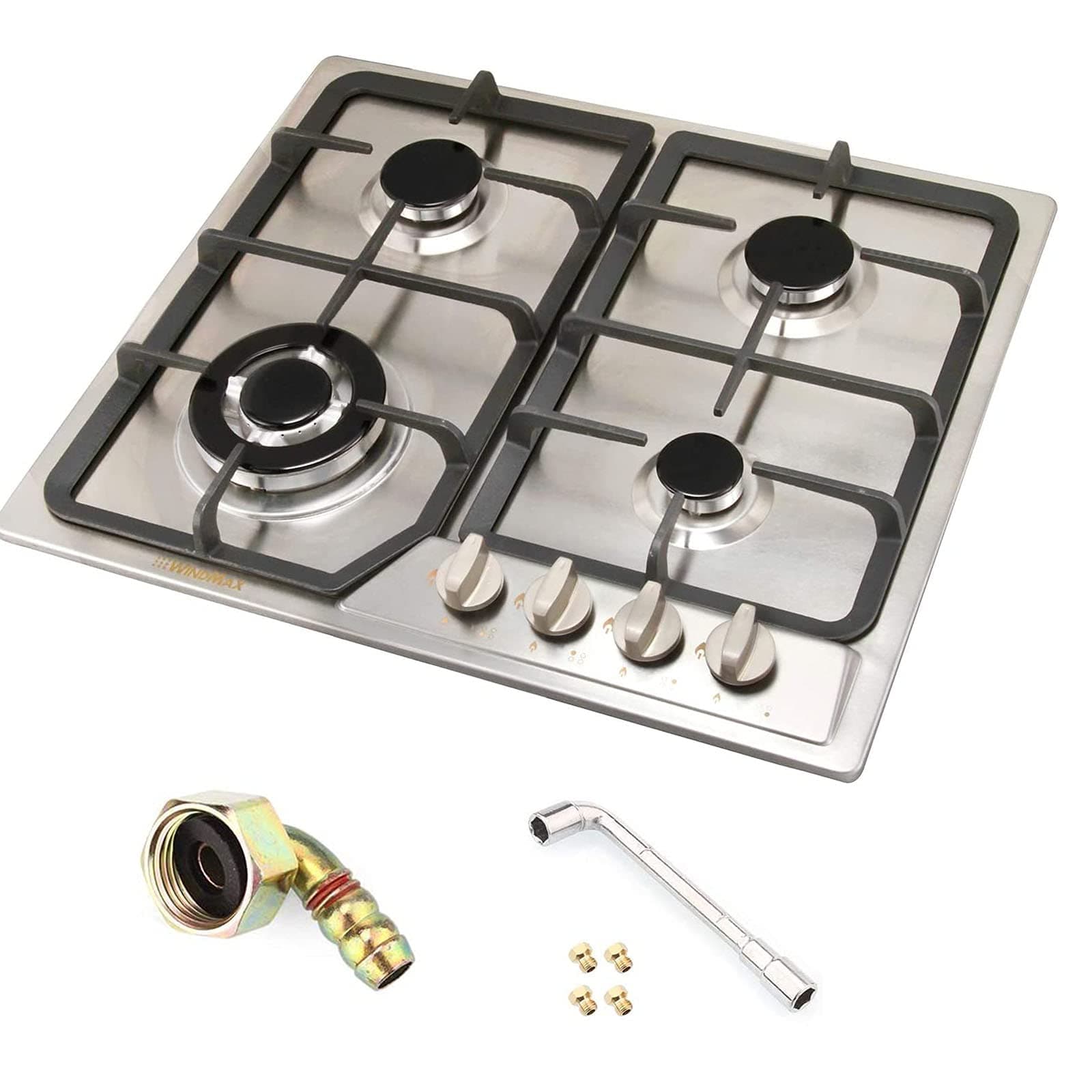 23" Stainless Steel 4 Burner Stoves Gas Hob Cooktops Cooker Gas Oven 11259Btu/H