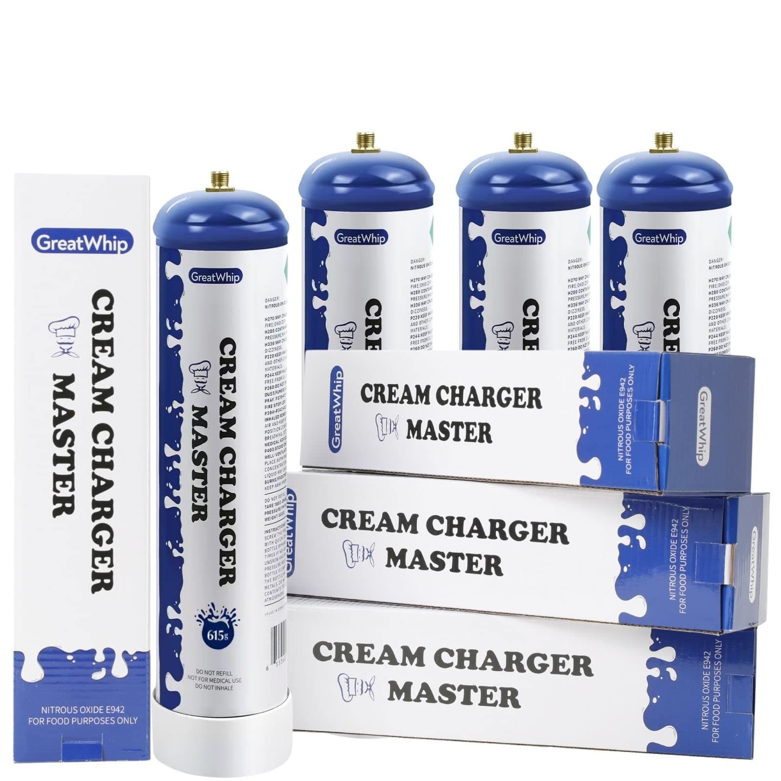 GreatWhip Whipped Cream Chargers, 615g Whip Cream Charger Cylinder, 9 Cylinders
