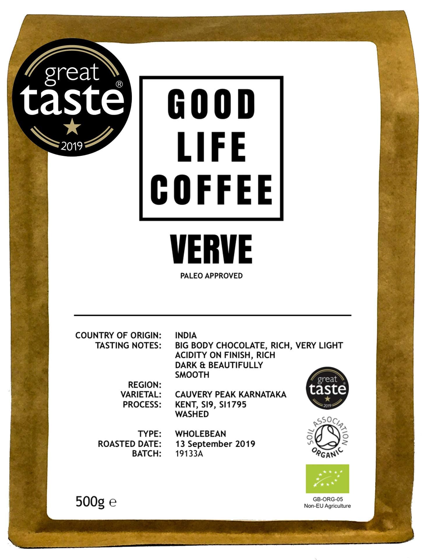 Good Life Verve Paleo Coffee 500g Ground Aeropress Single Origin Specialty Arabica Bulletproof Coffee Beans Roasted to Order Great Taste Winner