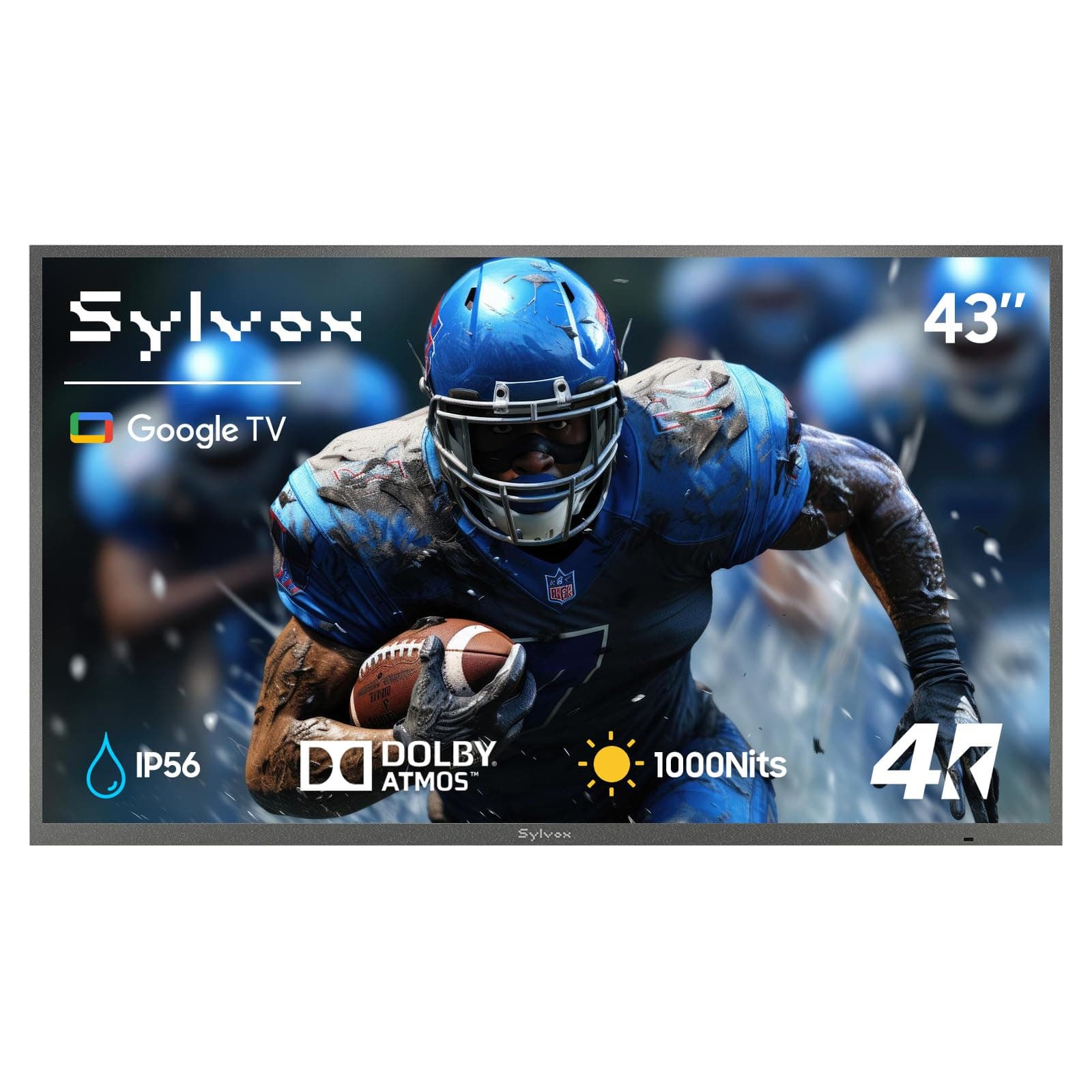 - SYLVOX Outdoor TV, 43 inch Waterproof Smart TV, 4K, HDR 10, Weatherproof,1000nits, Voice Assistant Remote, for Partial Sun Area(Deck Pro 2.0, Latest Model)