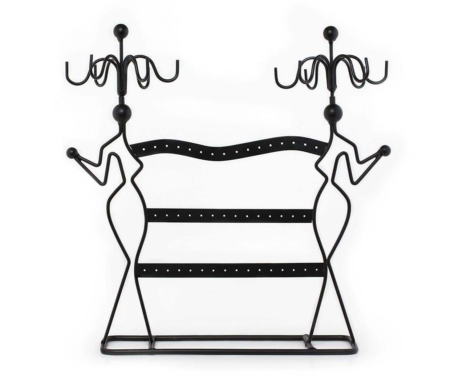 Black Metal Two-Lady Classic Design Earring Holder Bracelet Organizer Necklace Stand Jewelry Display