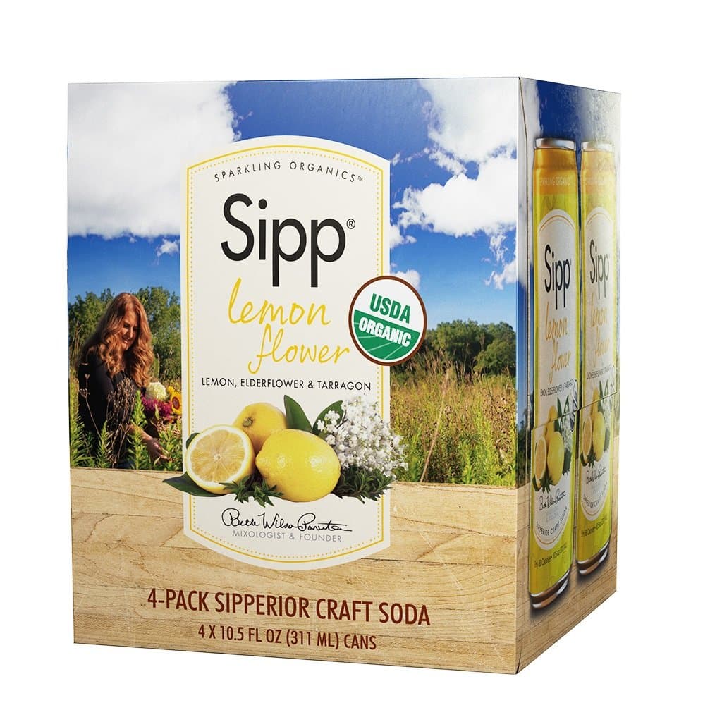 Sipp Sparkling Organics Lemon Flower, 4 Count (Pack of 6)