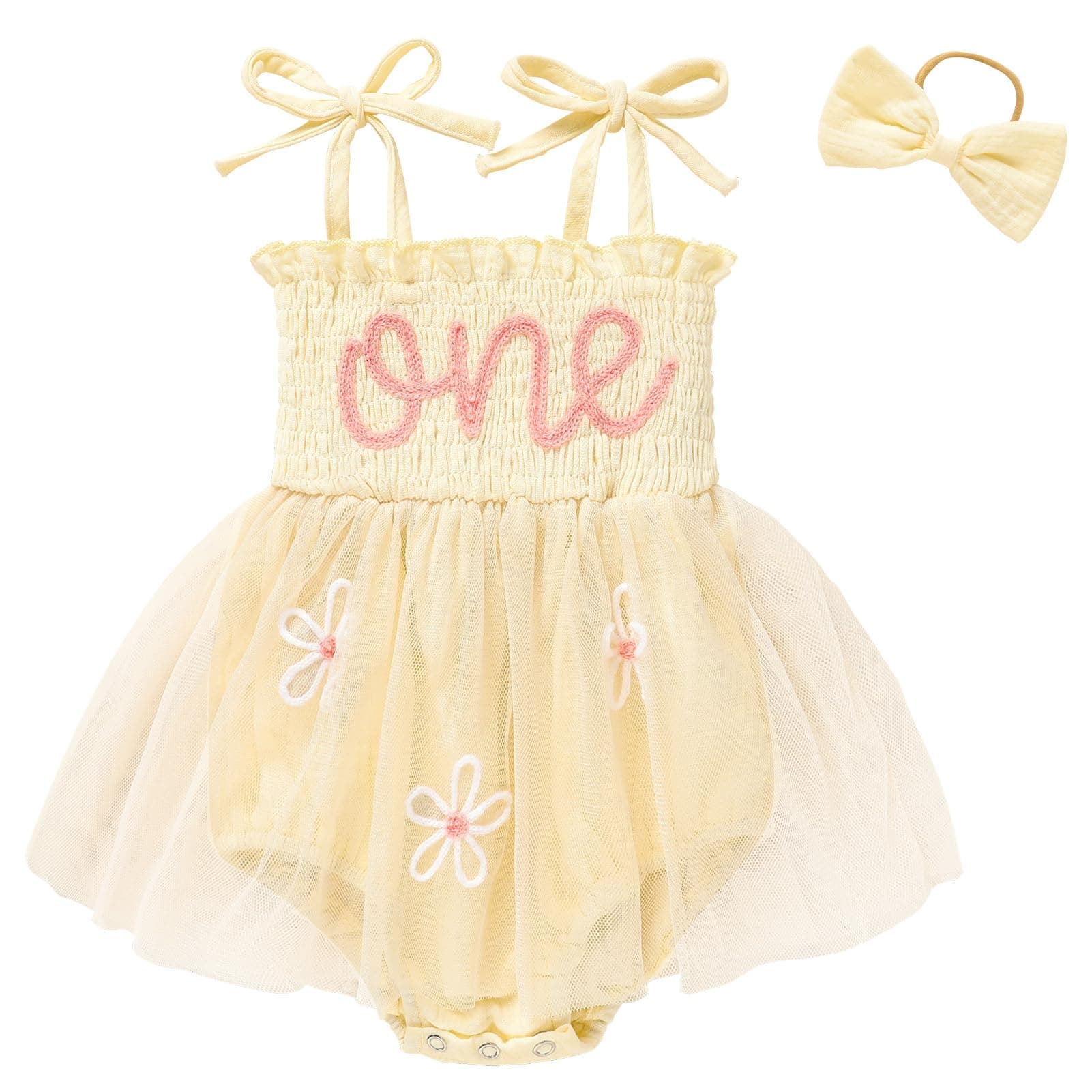 Baby Girl 1st Birthday Clothes One Year Old Tulle Romper Sleeveless Bodysuit Cake Smash Outfits