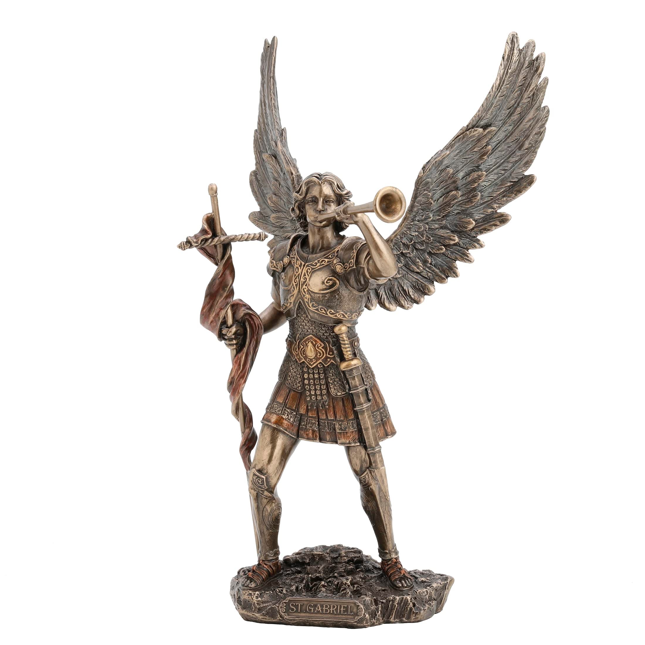 Archangel St. Gabriel Statue with Messenger's Trumpet Statue Sculpture