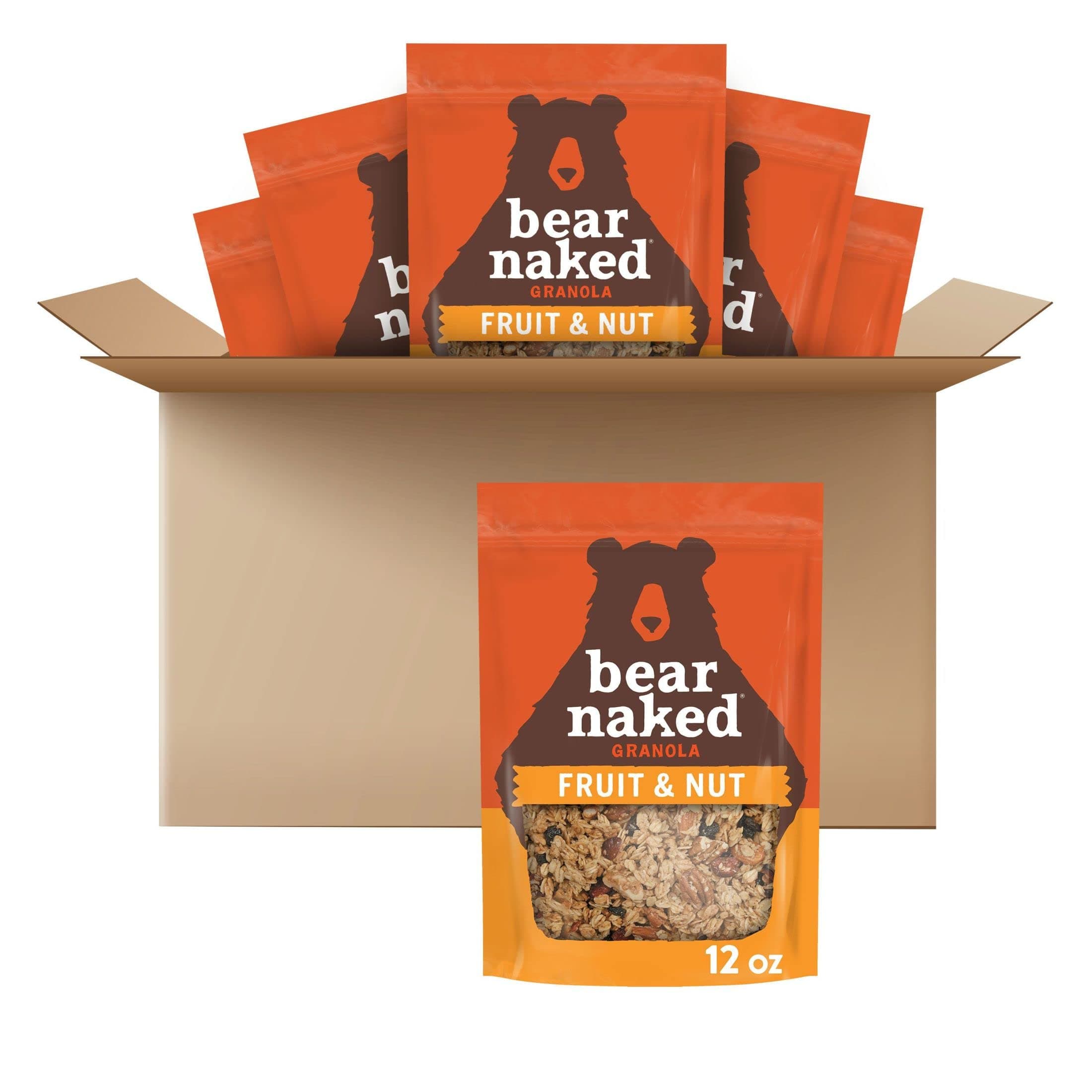 Bear Naked Granola Cereal, Whole Grain Granola, Breakfast Snacks, Fruit and Nut Medley (6 Bags)