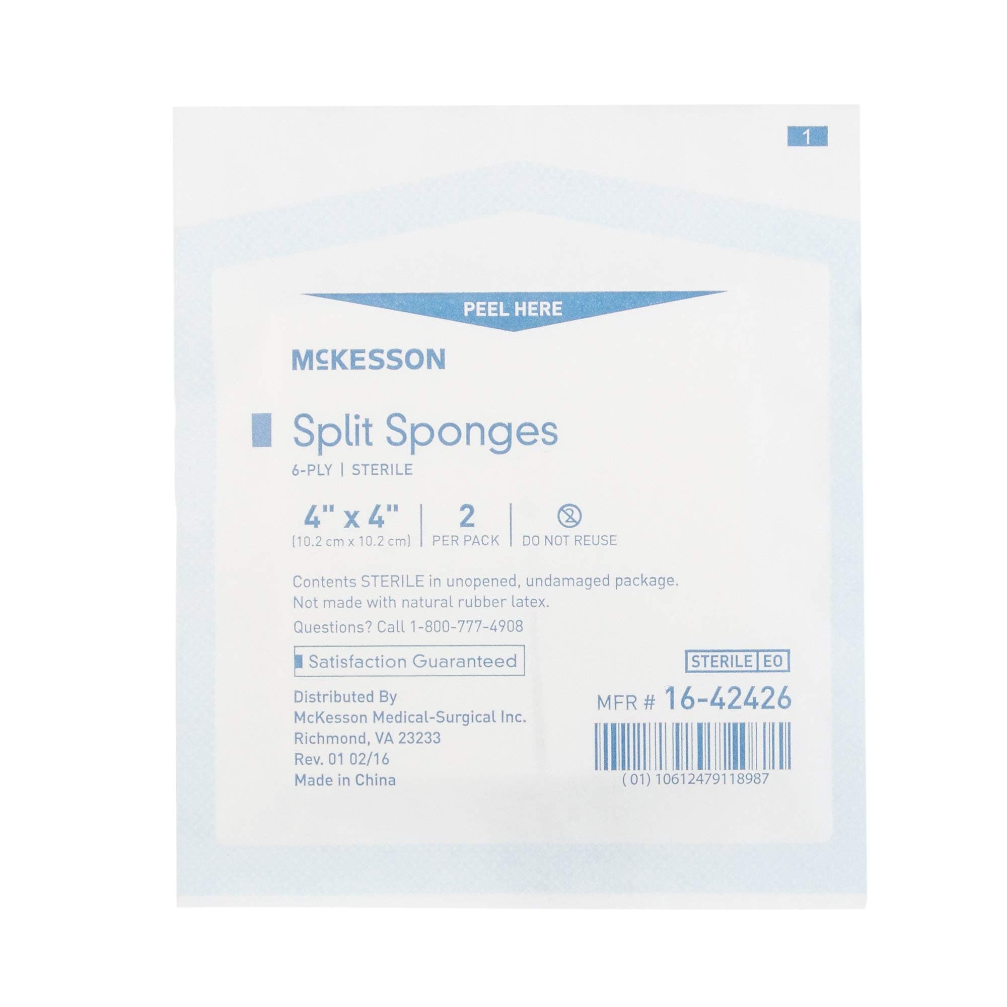 McKesson I.V. / Drain Split Dressing 6Ply Sterile 4"X4" - 25 packs per box (2 Pack)