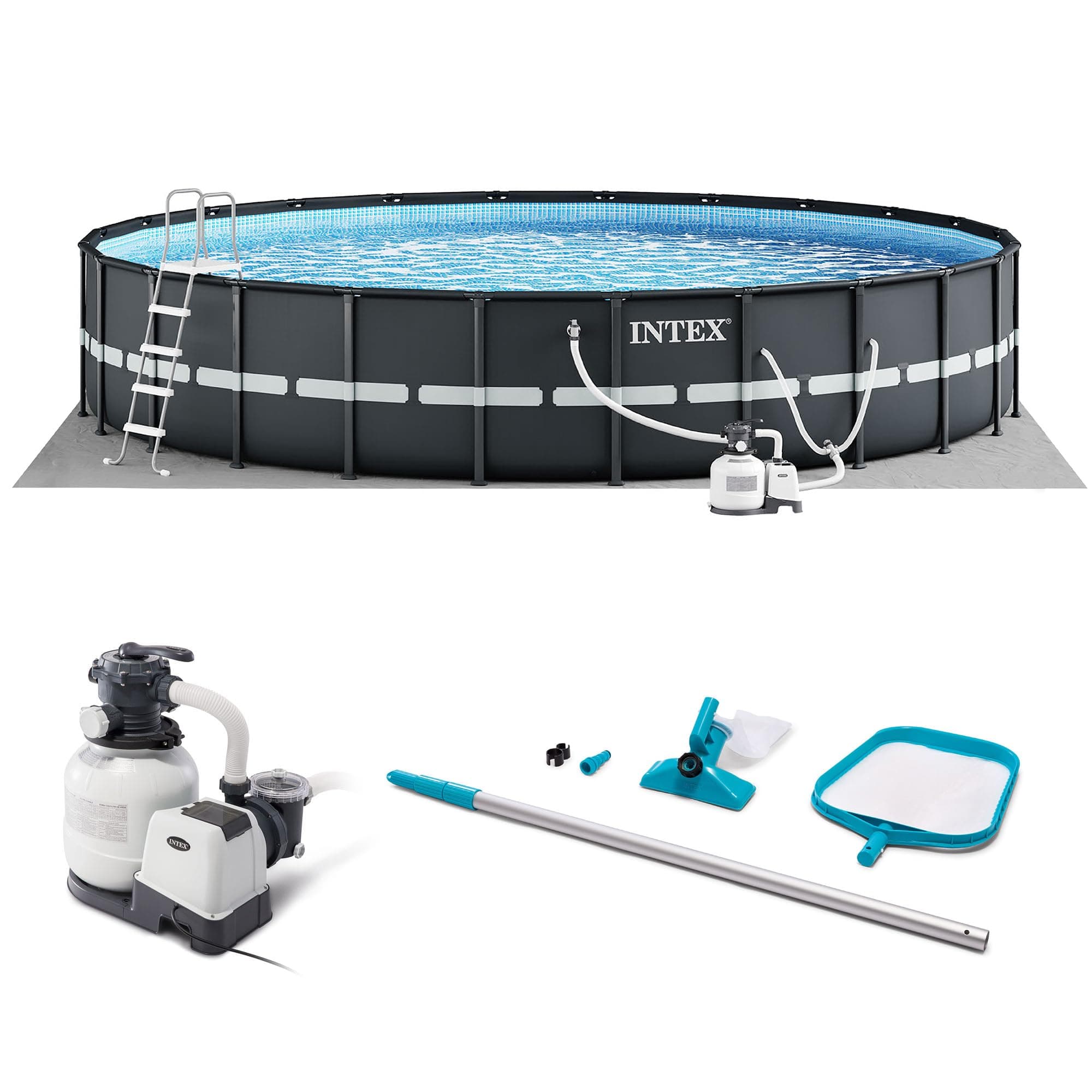 INTEX 26329EH Ultra XTR 18ft x 52in Above Ground Swimming Pool Set with Sand Filter Pump and Cleaning Maintenance Kit