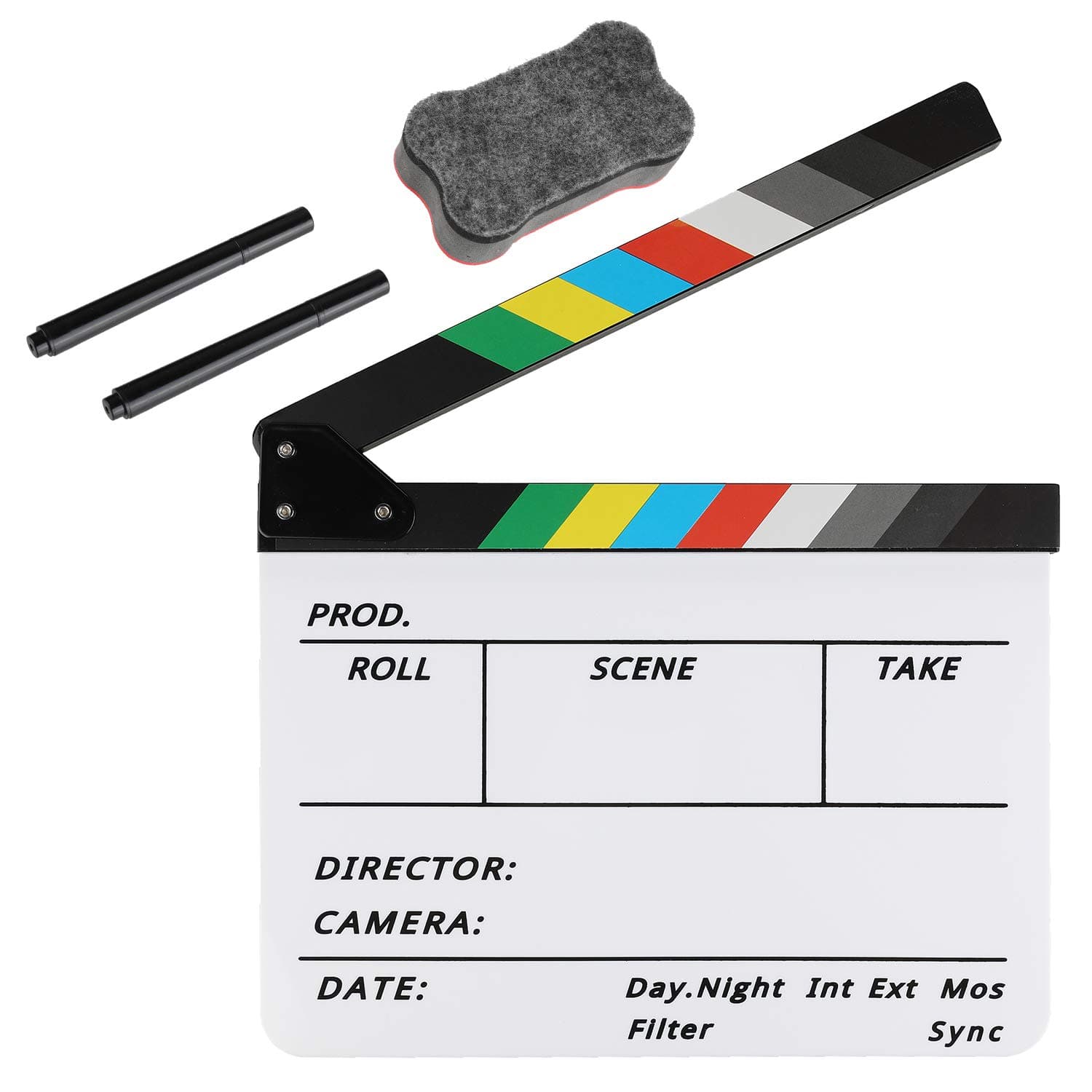 Zacro Acrylic Plastic Director's Film Clapboard Easy Wipe Cut Action Scene Clapper Board Slate with 2 pens and a Blackboard Eraser for Movies, TV Shows, Studio Live, DIY Videos.