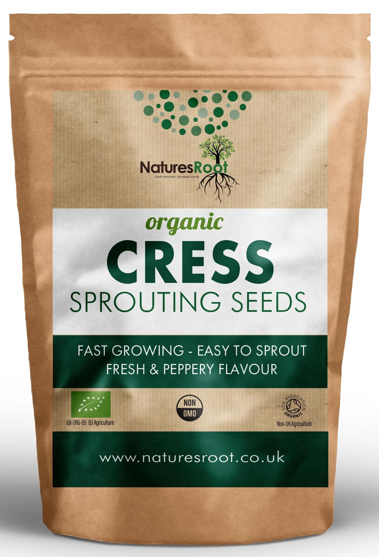 Nature’s Root Organic Cress Sprouting Seeds 250g – Peppery Curly Cress for Sprouts & Microgreens | No Soak Needed | Home Growing for Salads & Garnishes | Non-GMO