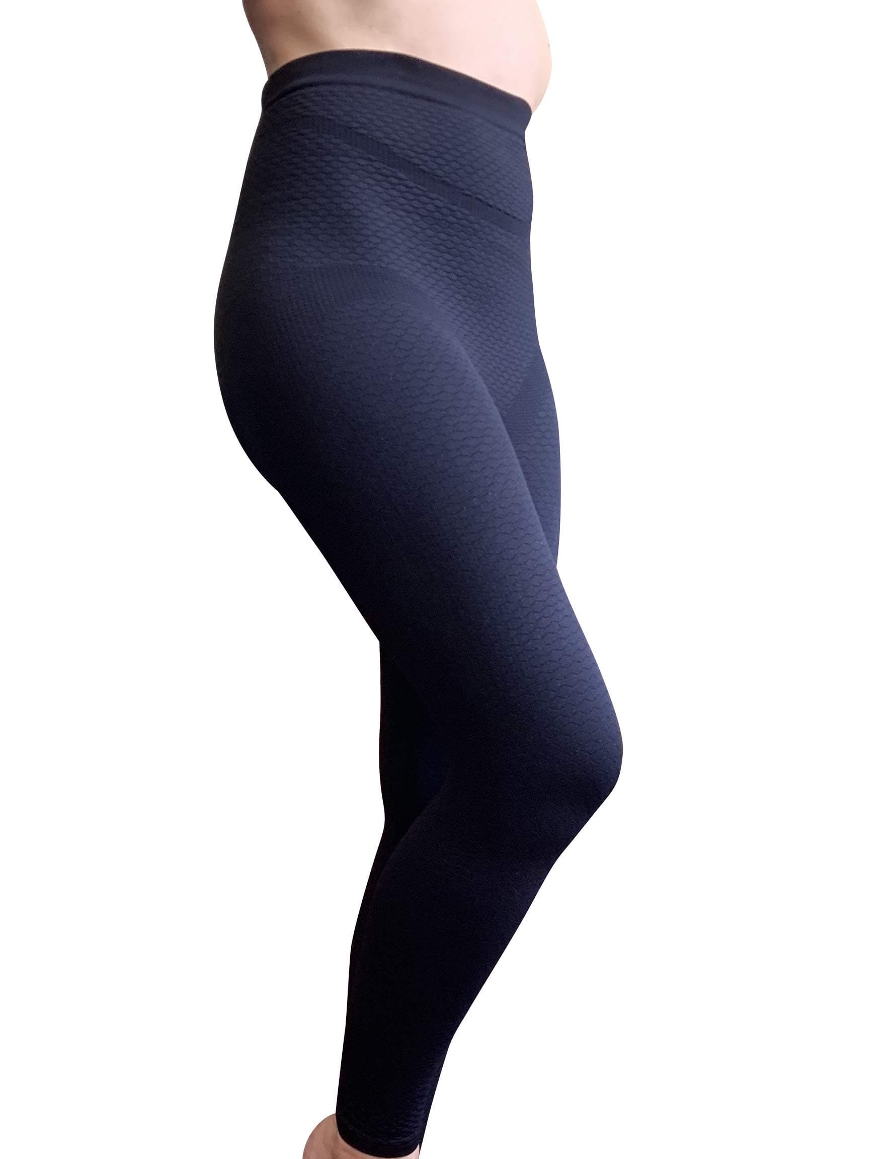Compression Leggings with Bio Ceramic Micro-Massage Knit- for Support and Comfort - Black S/M, Black, Small/Medium