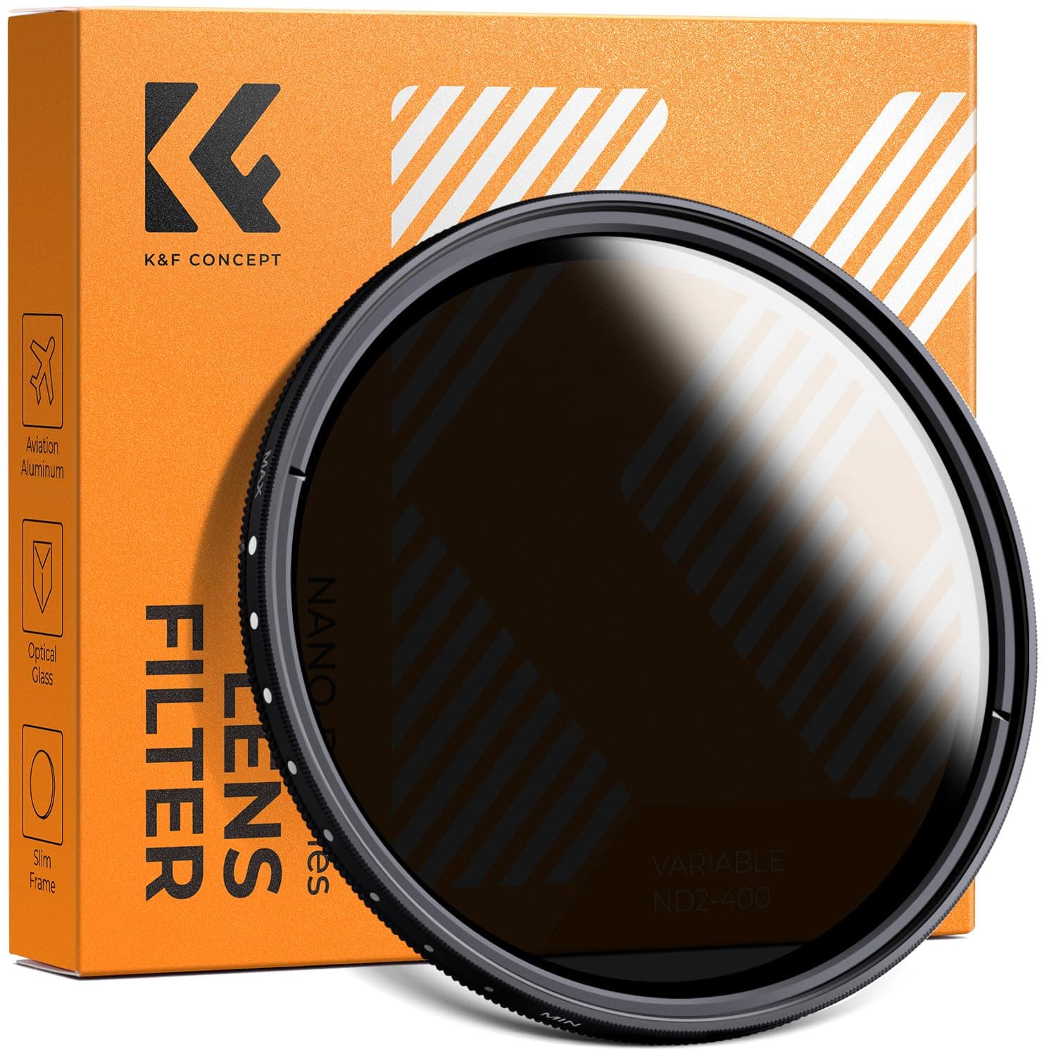 K&F Concept 67mm Slim Variable ND Neutral Density Adjustable Fader ND2 ND4 ND8 ND16 to ND400 Lens Filter + Microfiber Cleaning Cloth for CANON Rebel T5i T4i T3i T2i EOS 700D 650D 600D 550D 70D 60D 18-135MM Zoom Lens