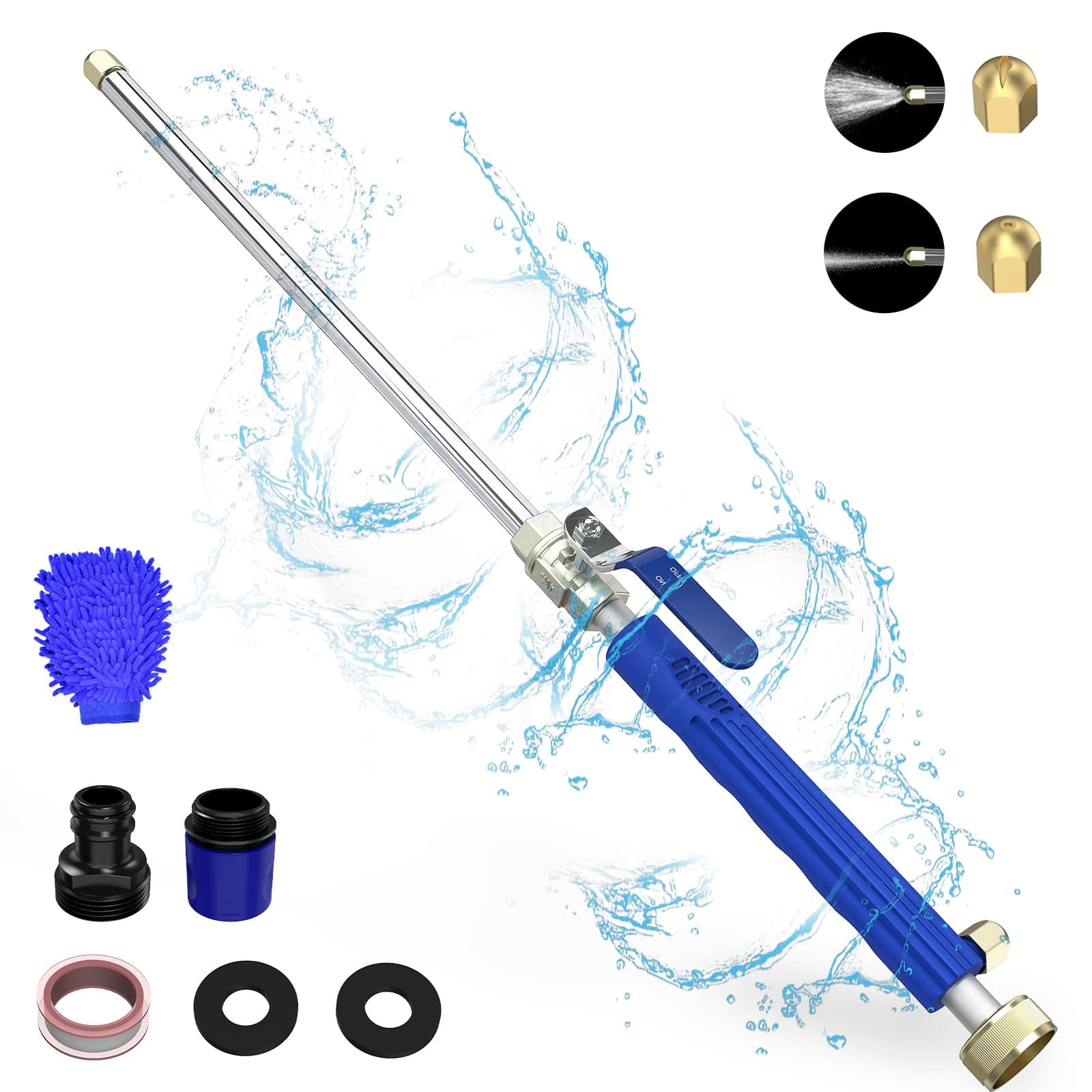 Buyplus Hydro Jet Power Pressure Washer Wand - Portable High Pressure Water Gun, Extendable Garden Hose Watering Sprayer with Nozzle Tips for Car Window Glass Washing