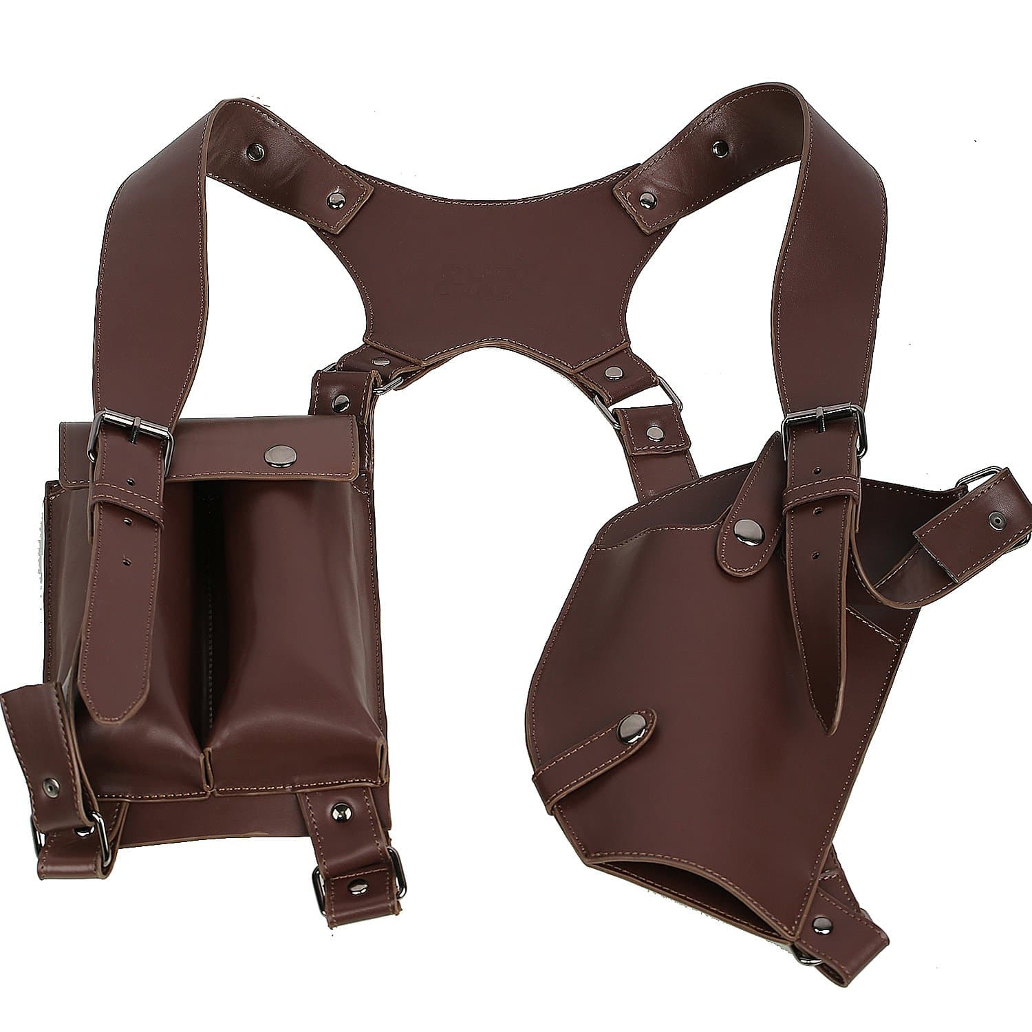 Halloween Shoulder Holster Game Cosplay Costume PU Brown Belt Props for Men Fancy Dress Accessories