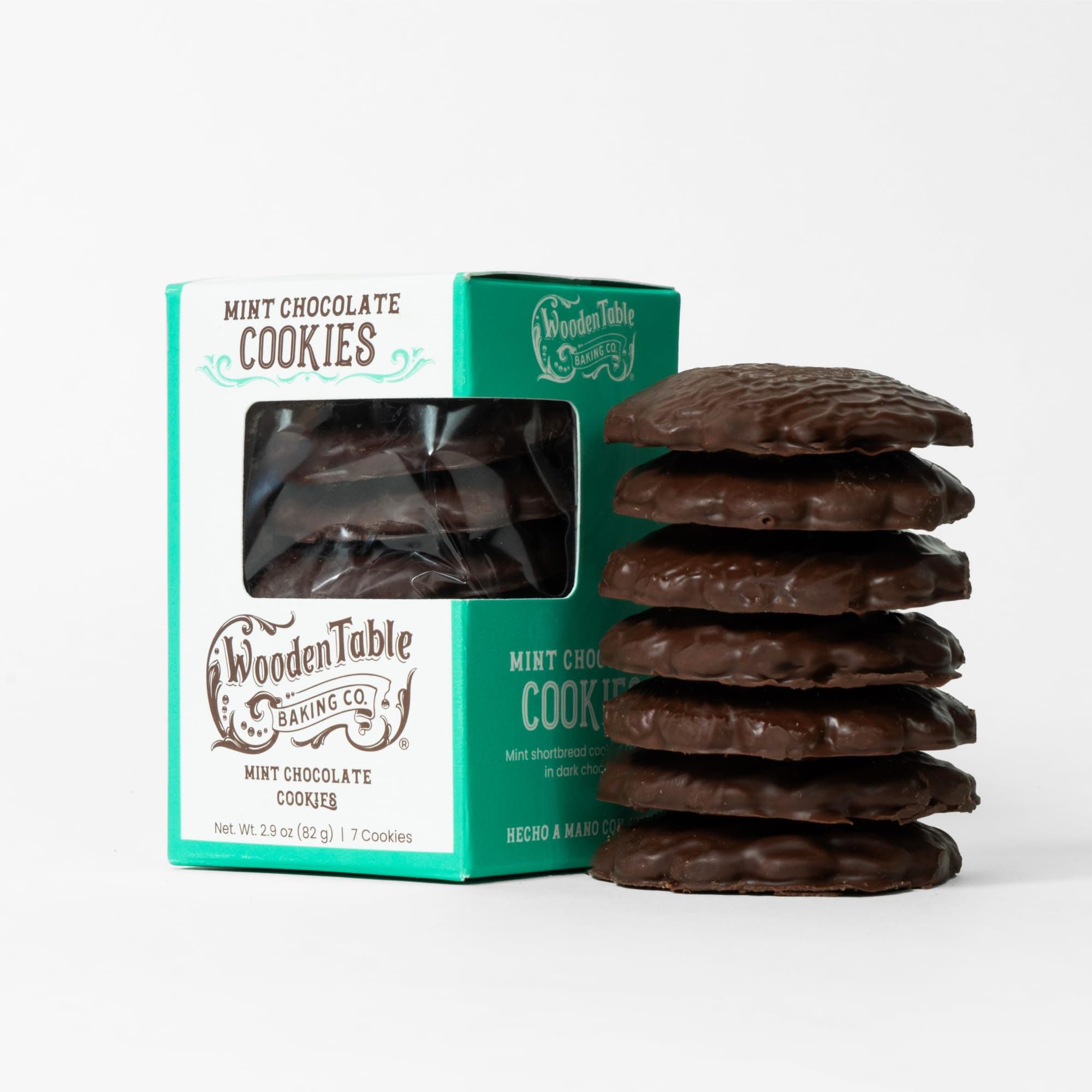 Gourmet Mint Chocolate Tea Cookies – Gluten-Free Shortbread with Fresh Mint & Dark Chocolate | Wooden Table Baking | 7-Pack (4 oz)