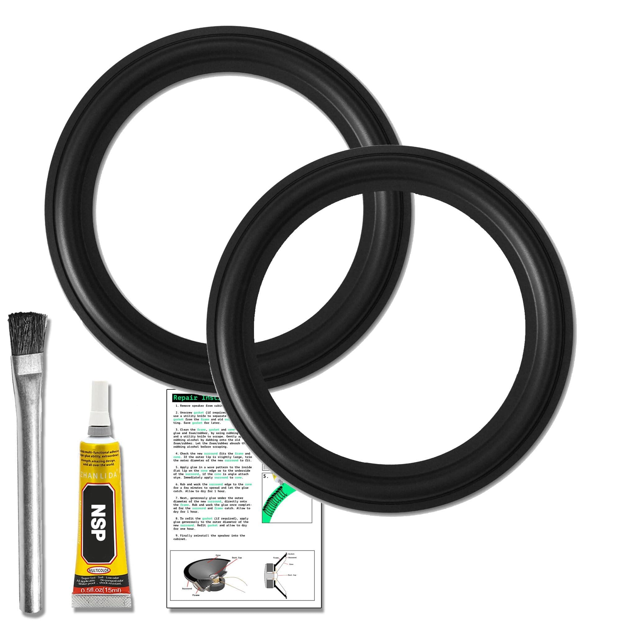 6" Rubber Woofer Speaker Light Surrounds Repair Kit Glue UK