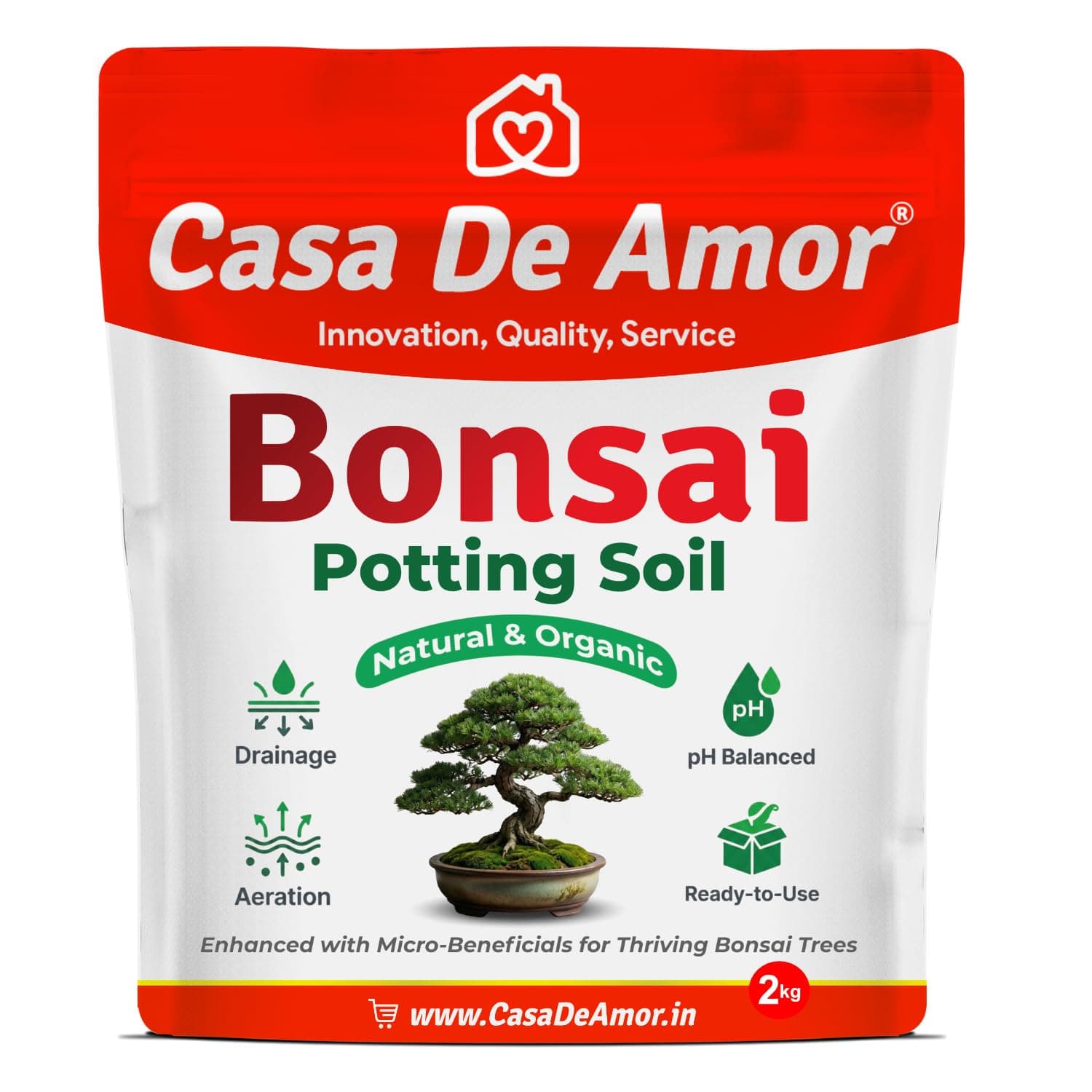 Casa De Amor Organic Bonsai Potting Soil Mix 2 kg – Ready to Use Bonsai Soil for Indoor & Outdoor Bonsai Plants | Well Draining, Nutrient Enriched Bonsai Growing Medium