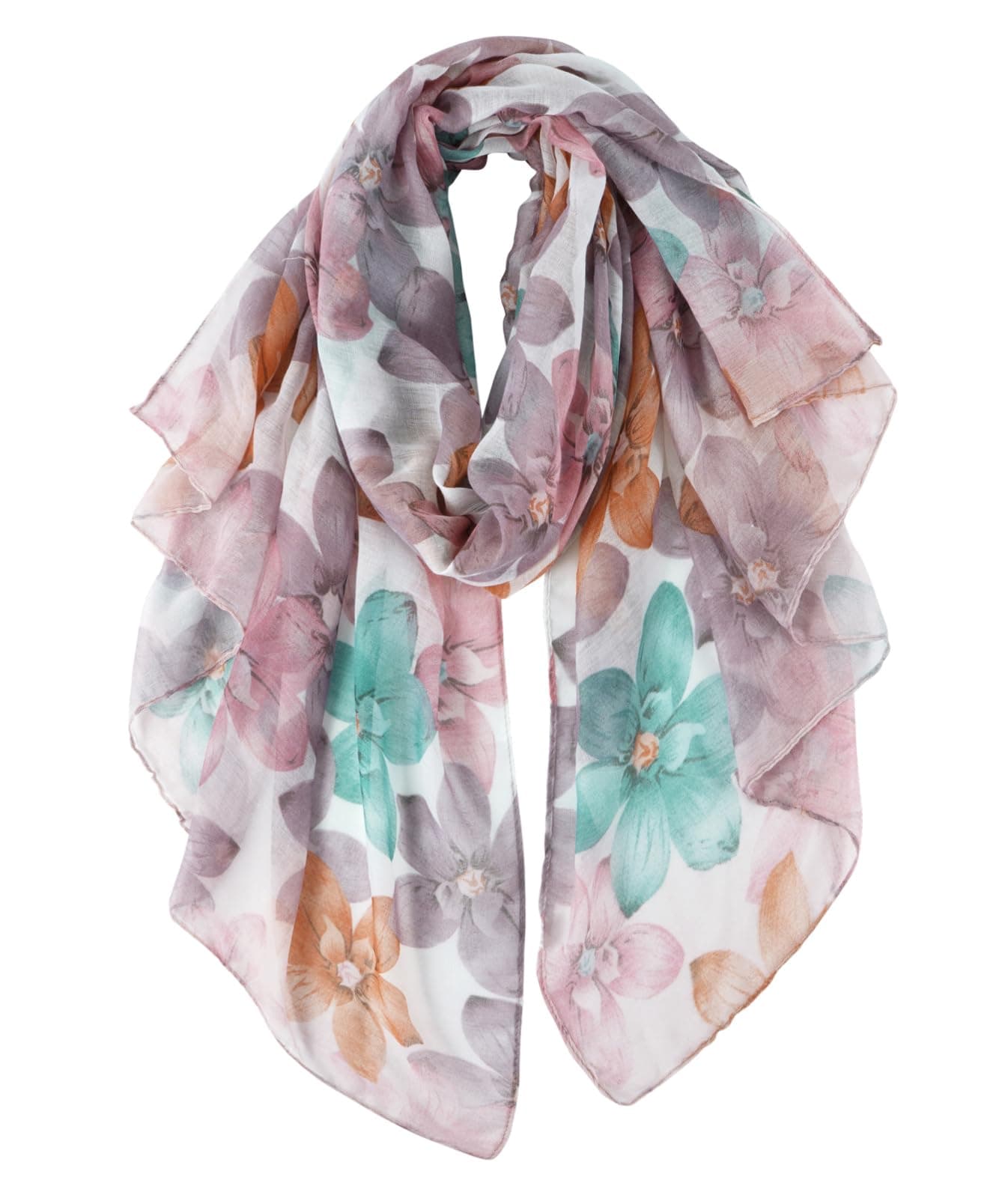 GERINLYLightweight Scarves Fashion Flowers Print Women Cotton Wrap Scarf Head Shawl Summer Gift