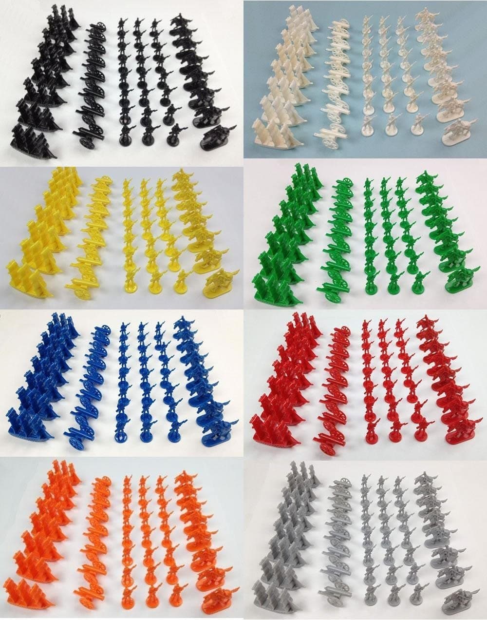 Napoleonic & Civil War Military Miniatures (Set of Eight Colours): Toy Soldiers Set: Infantry, Cavalry, Artillery, Ships