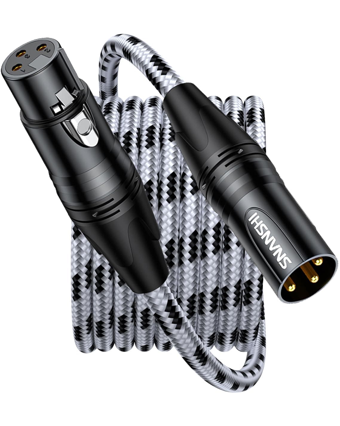 SNANSHI XLR Cables, XLR Microphone Cable 3 Feet, Nylon Braided, Gold-Plated, Balanced XLR Male to Female Microphone Cable for Recording, Speaker, PA System, Home Studio