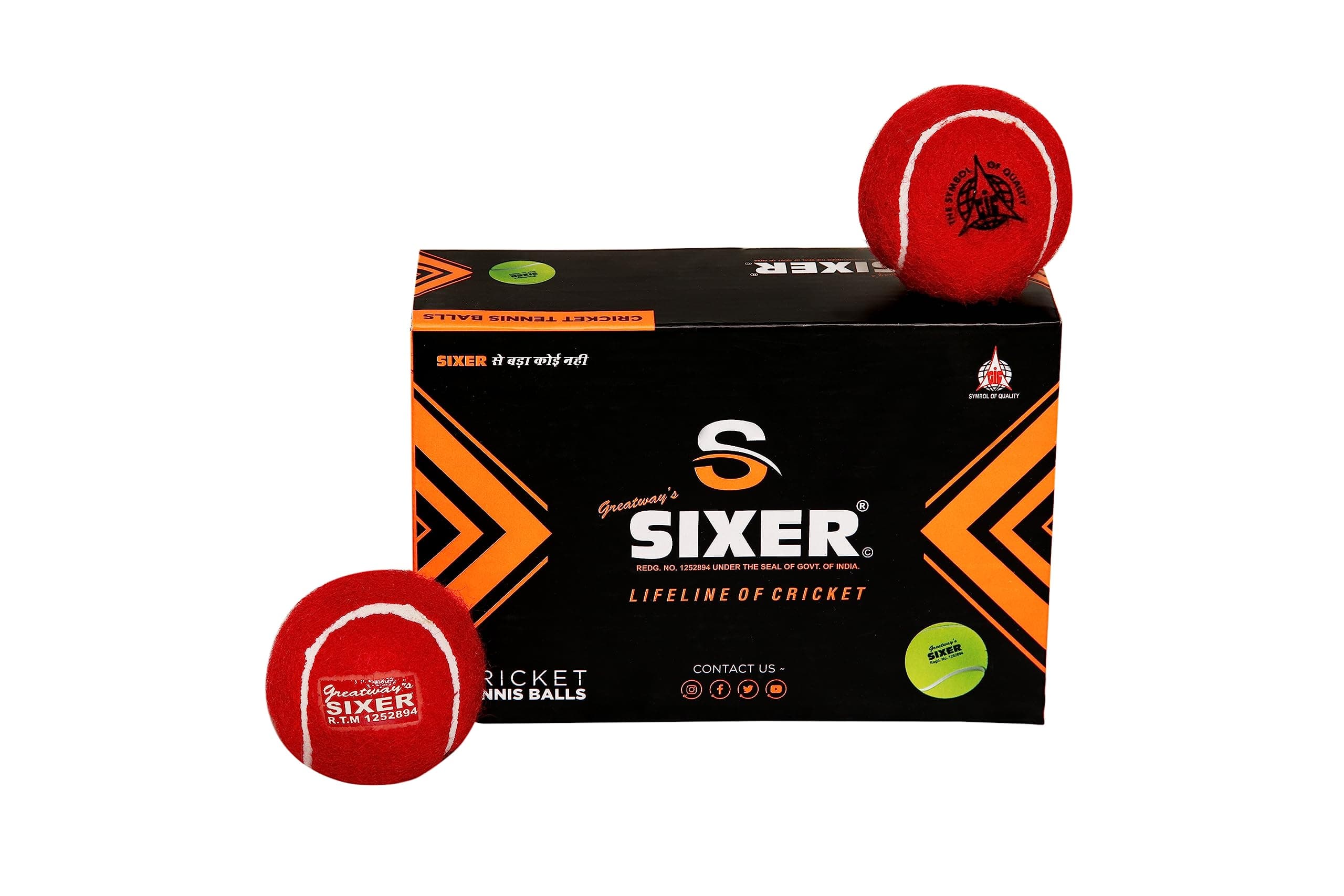 SIXER Rubber Cricket Tennis Balls (Maroon, Standard Size)