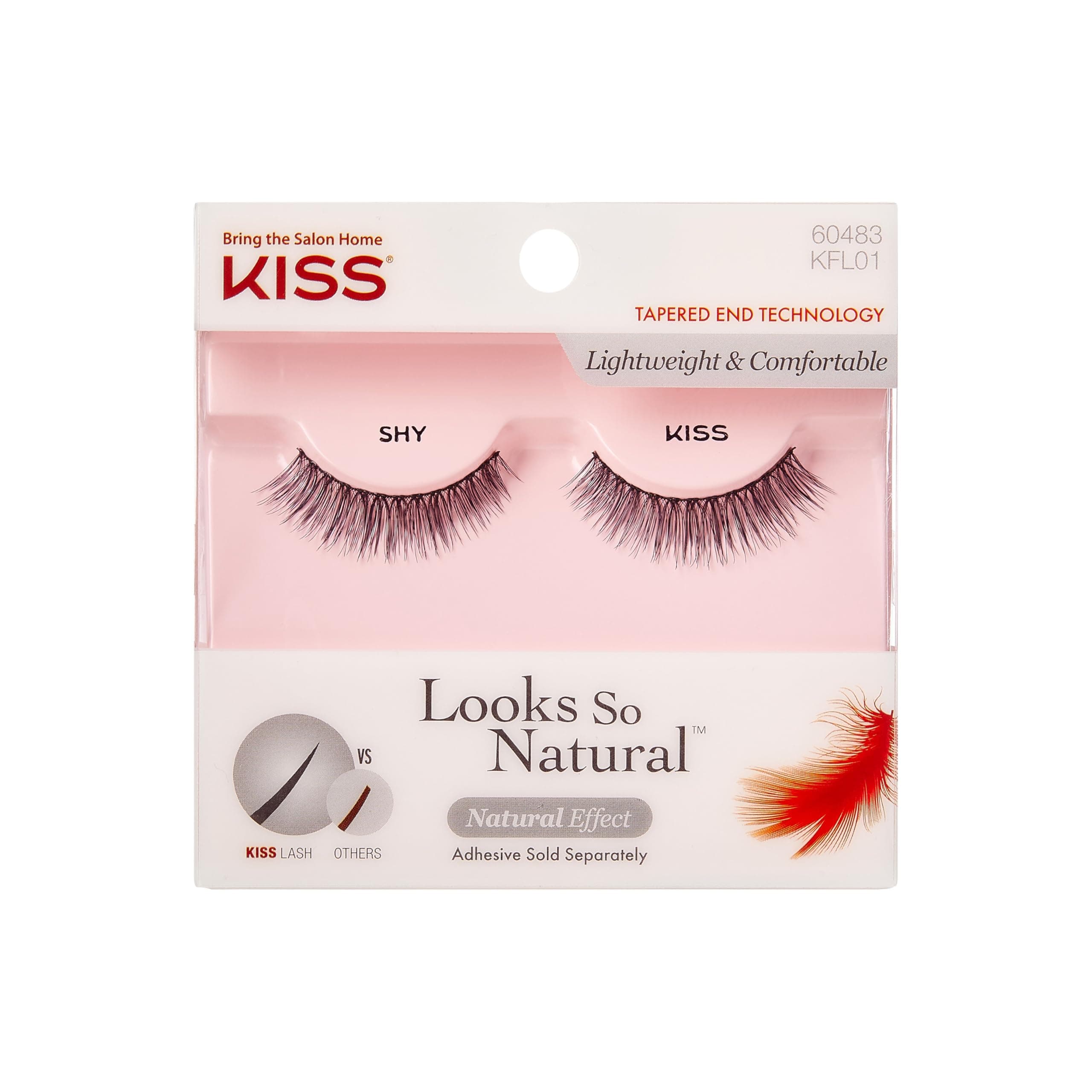 KISS Looks So Natural, False Eyelashes, 'Shy', 14mm, Includes 1 Pair Of Lash, Easy to Apply, Reusable Lash Clusters