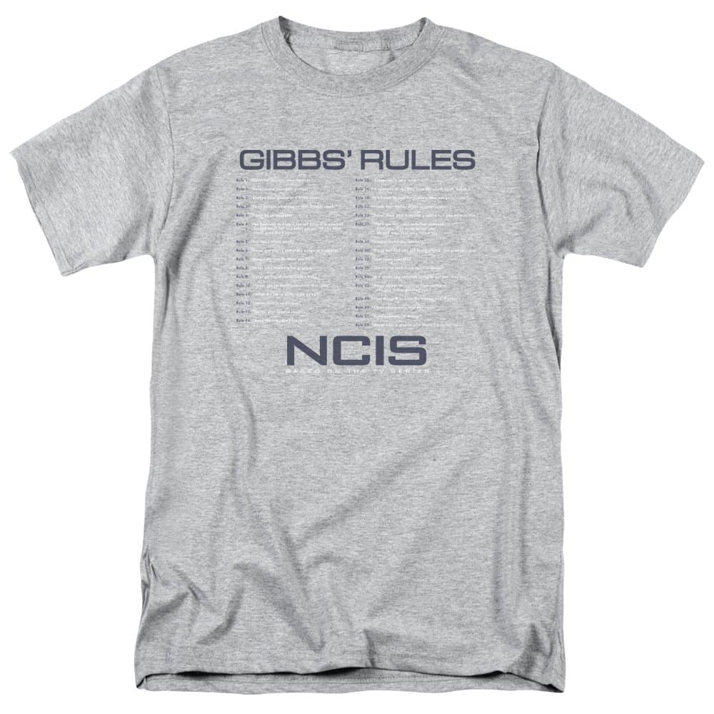 NCIS TV Show Gibbs' Rules Adult Mens T-shirt Heather Grey (XX-Large)
