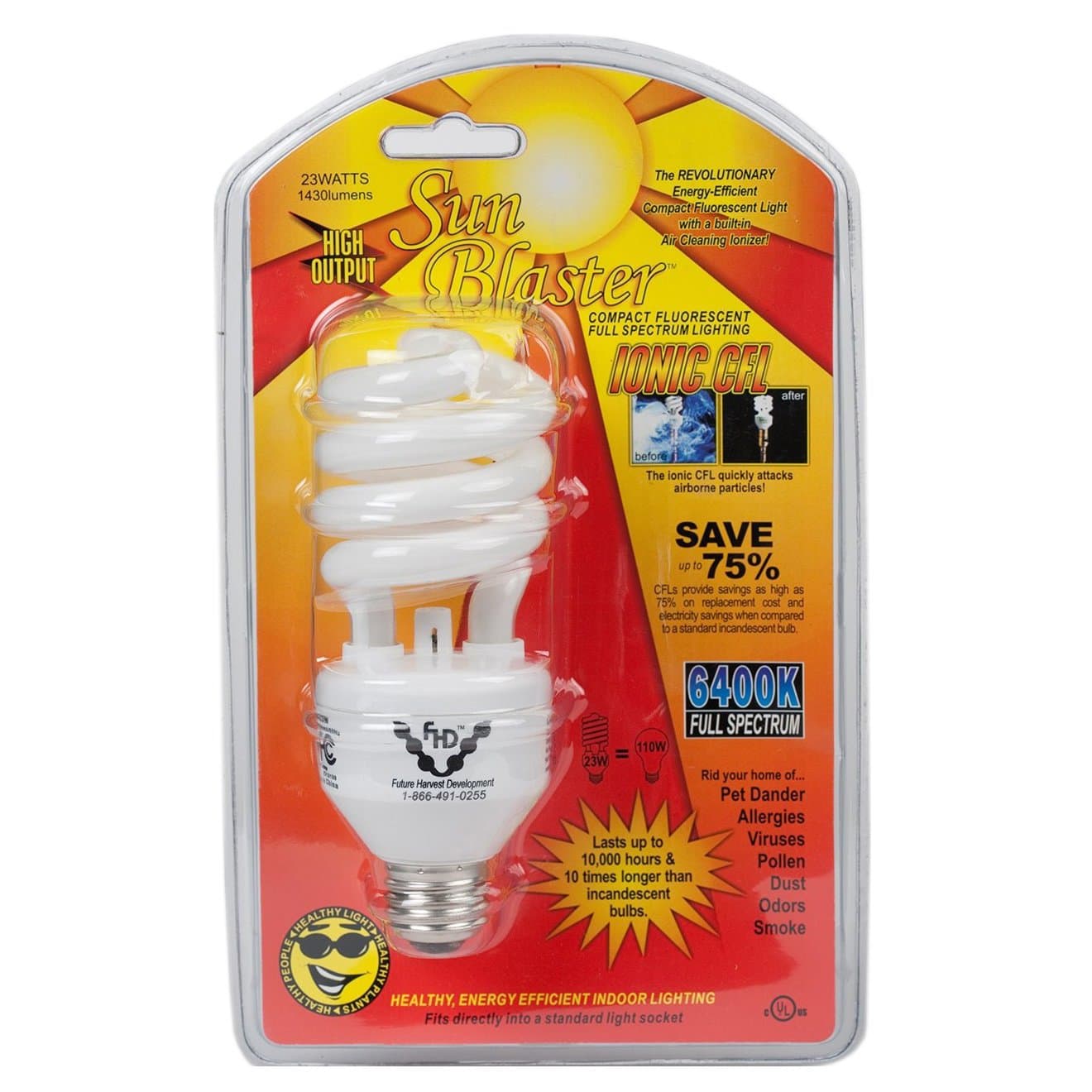 Future Harvest Development Sun Blaster CFL 6400K Ionic Bulb, 120-volt