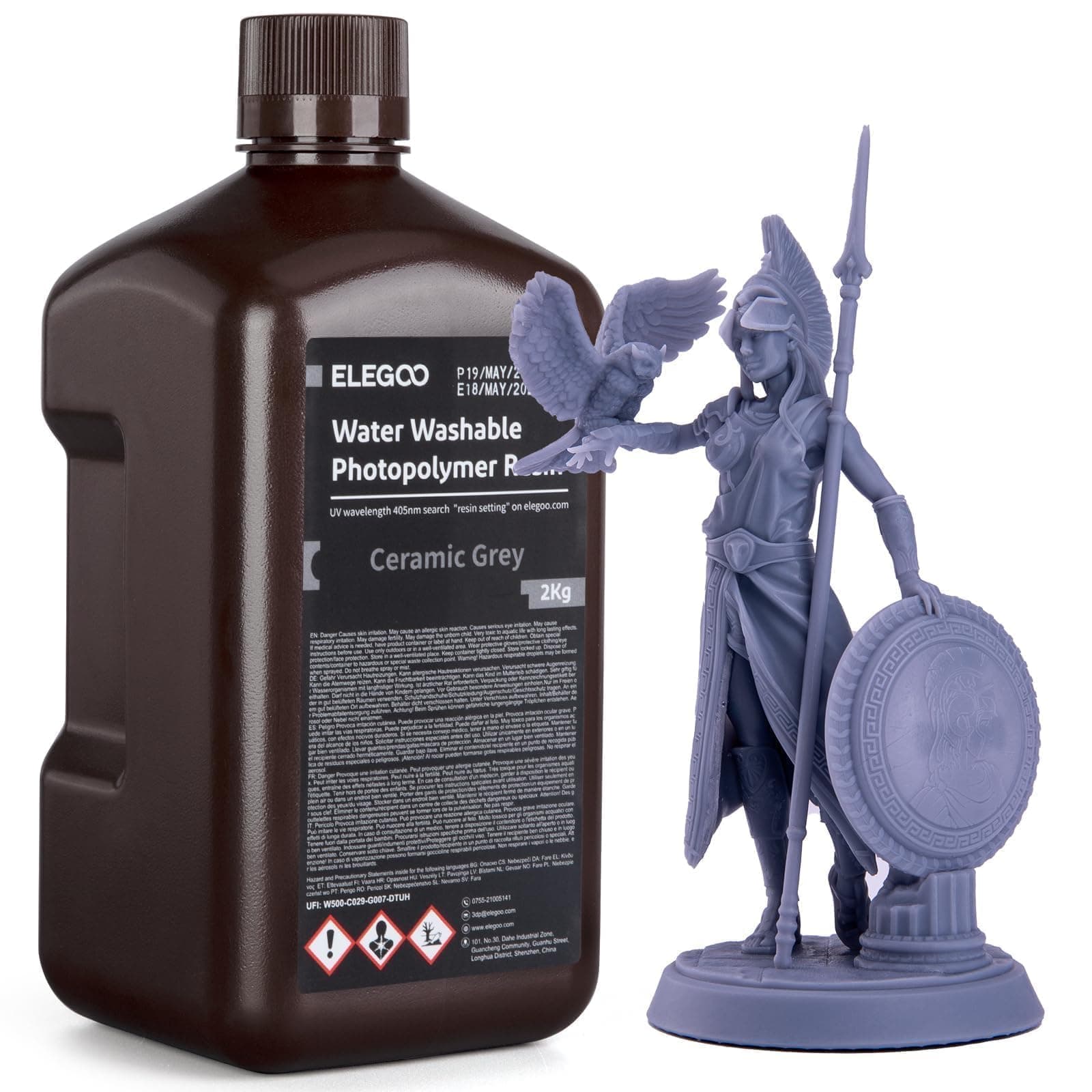ELEGOO 水洗い 3Dプリンター 樹脂 2.0 LCD UV硬化樹脂 405nm 標準フォトポリマー樹脂 LCD 3Dプリント用 2000グラム グレー