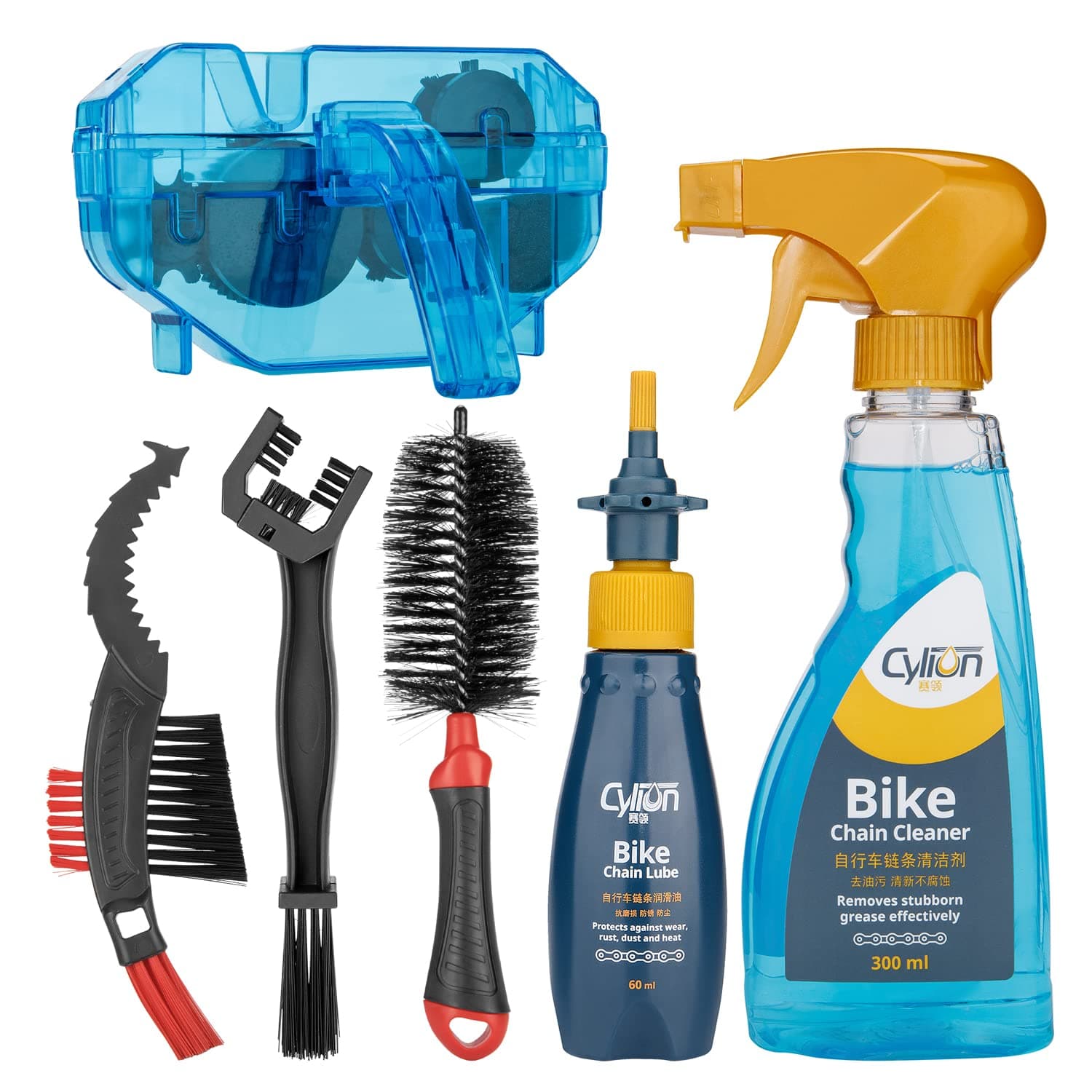 CXWXC Bike Cleaning Kit Including Bicycle Chain Scrubber, Bike Cleaner Brush Tool, Bicycle Chain Cleaning Agent,Chain Lube