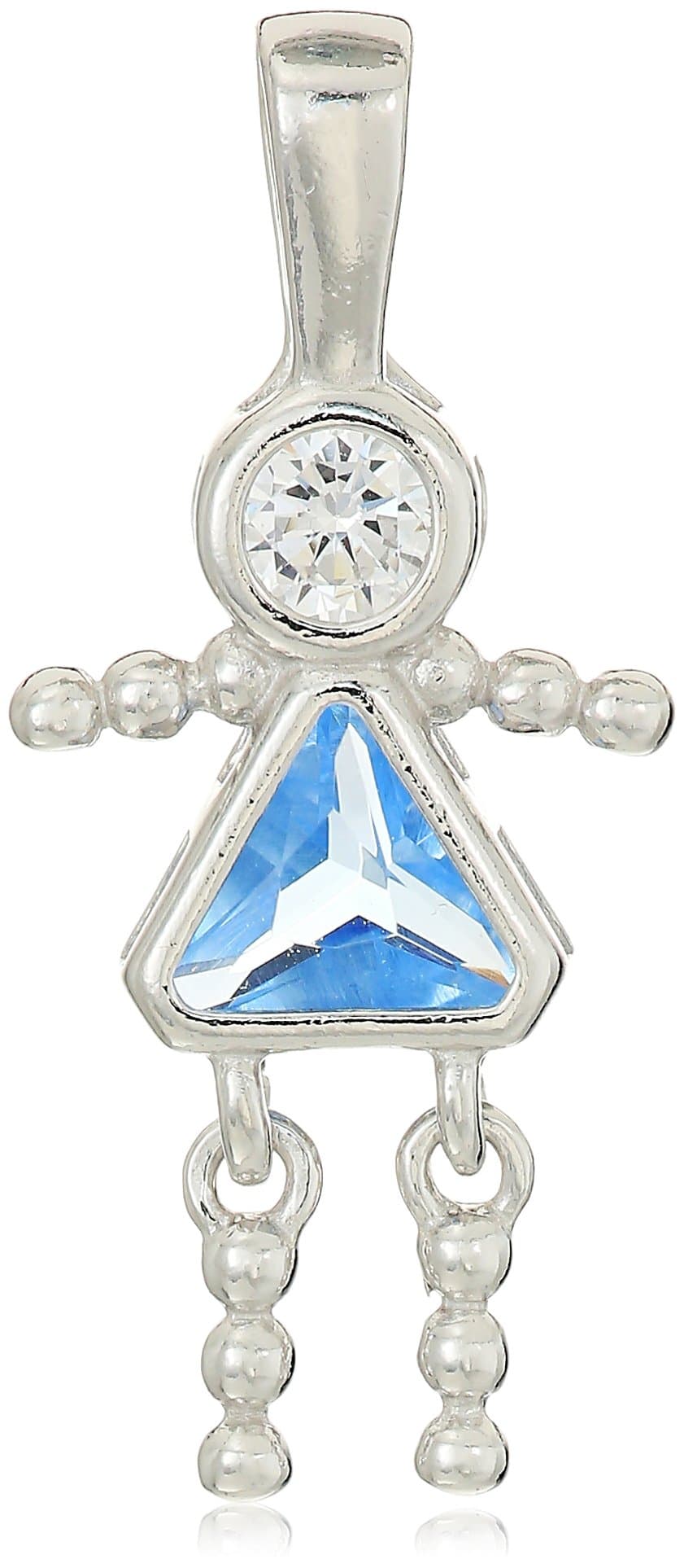 Sterling Silver, AAA Cubic Zirconia and Simulated Birthstone Babies Charm