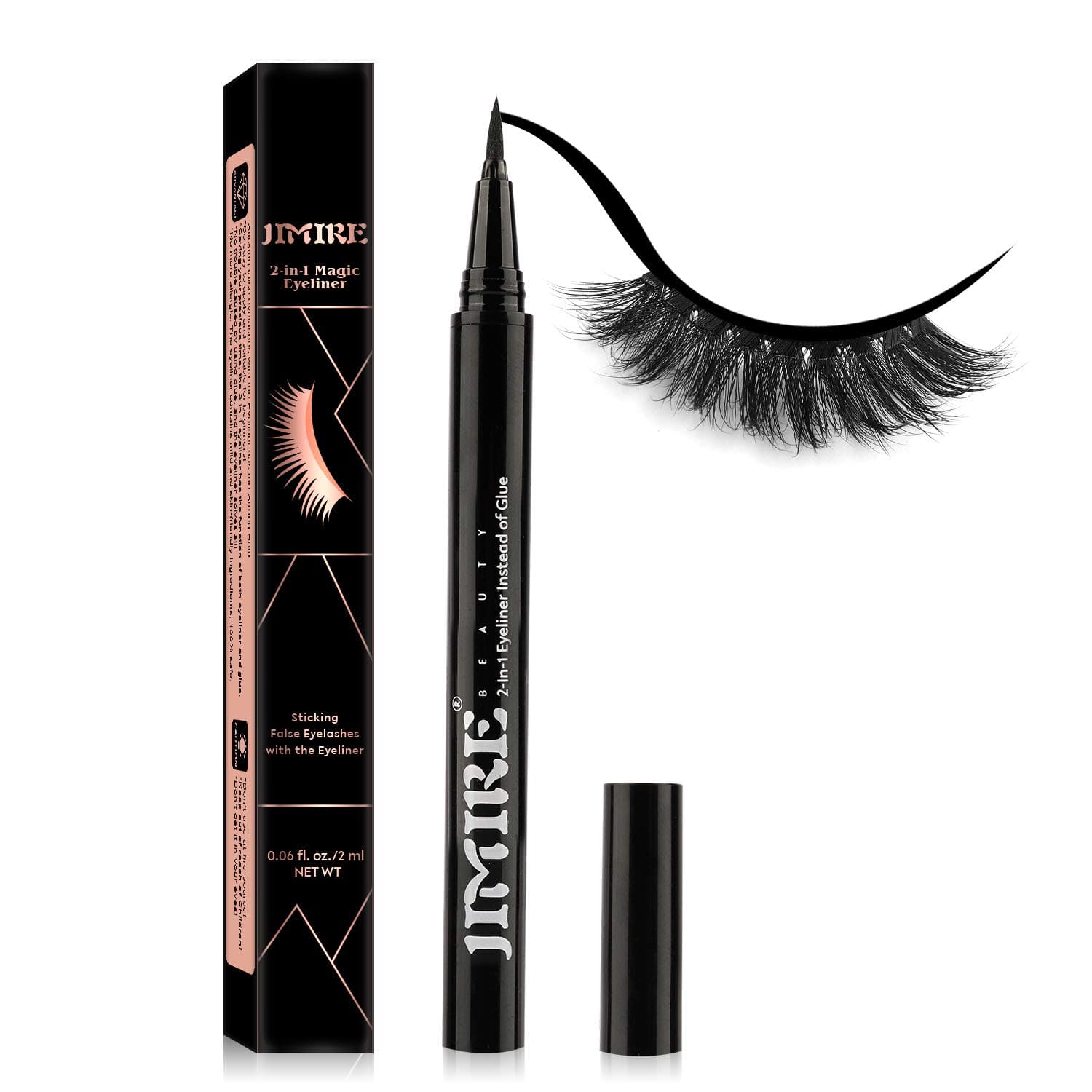 2-in-1 Eyeliner Instead of Glue, Magic Eyeliner | Extra Strong Hold for False Eyelashes | No Magnet & No Glue Needed | Only for 20’s to Apply Lashes