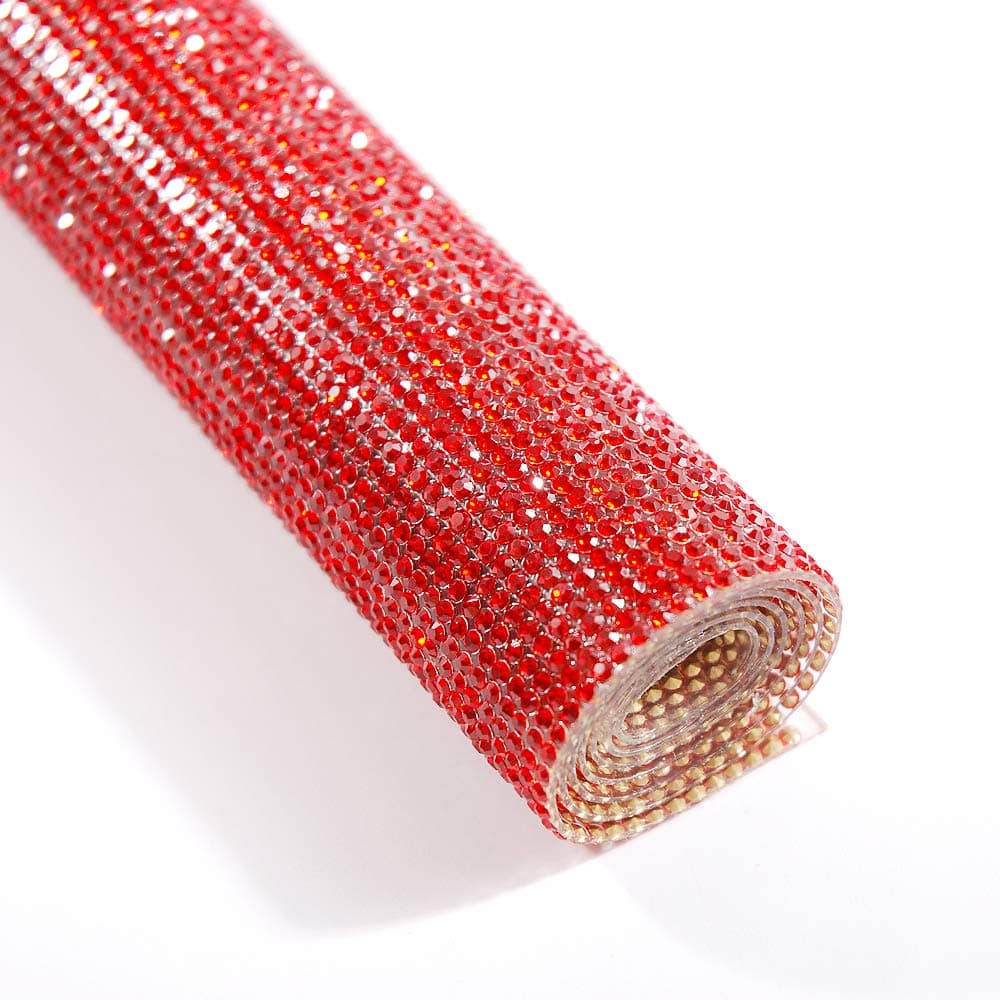 Self-Adhesive DIY Gems Bling Crystal Adhesive Rhinestone Sheets Car Cellphone Mobile Decoration Sticker Scrapbooking Embellishments24X40Cm(9.45X15.75Inch) (Red, 2.5mm)