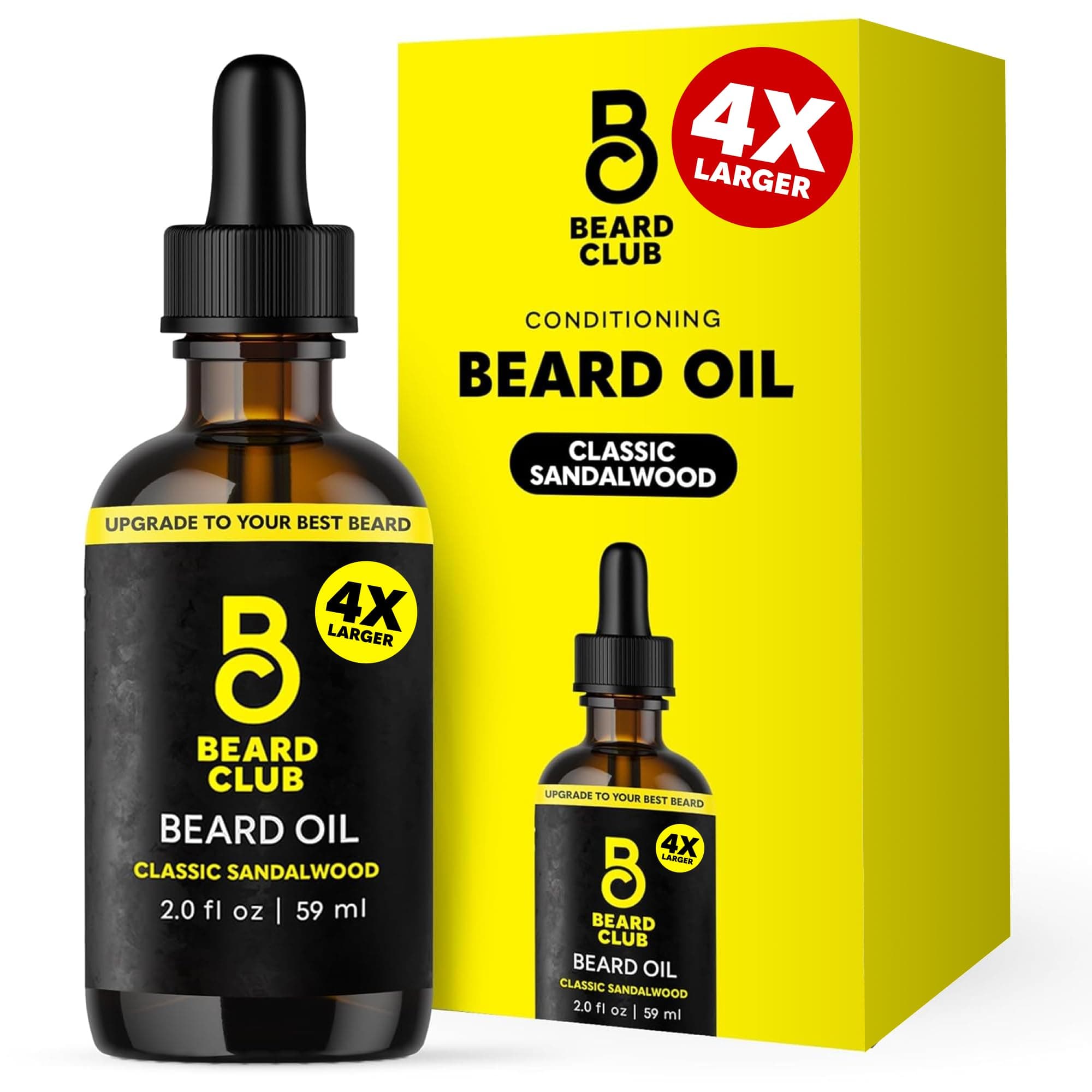 Beard Oil for Men - 2oz Classic Sandalwood Natural Beard Oil with Castor & Amber Oils - Beard & Mustache Conditioner - Hydrates, Softens & Soothes Dry Skin - Strengthens Hair Follicles